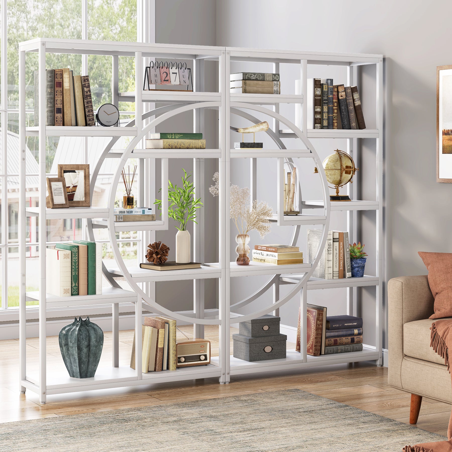 Freistehendes Bücherregal, 175 cm Etagere-Bücherregal mit 9 offenen Regalen