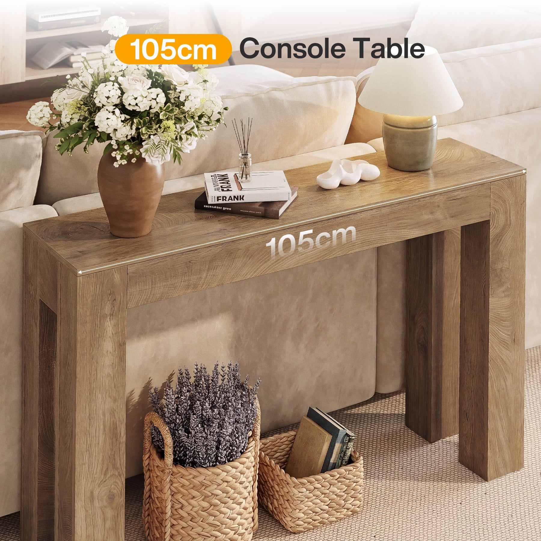 Tribesigns 105 cm Landhaus-Konsolentisch, Schmaler Holz-Flurtisch für Eingangsbereich & Sofa