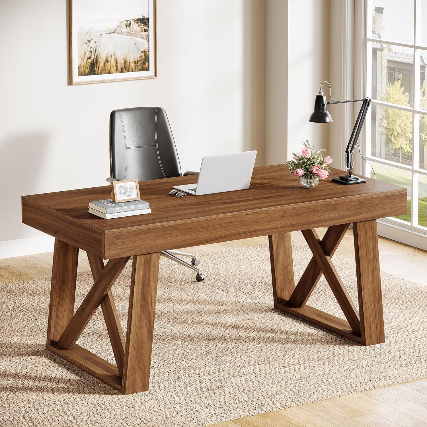 140 cm Schreibtisch - Retro-Bürotisch mit Schublade