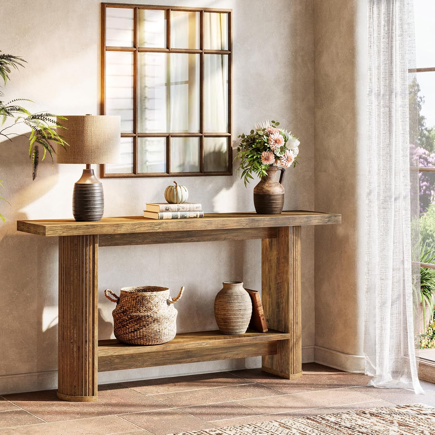 140cm Landhaus-Konsolentisch - Schmaler Tisch für Flur & Couch