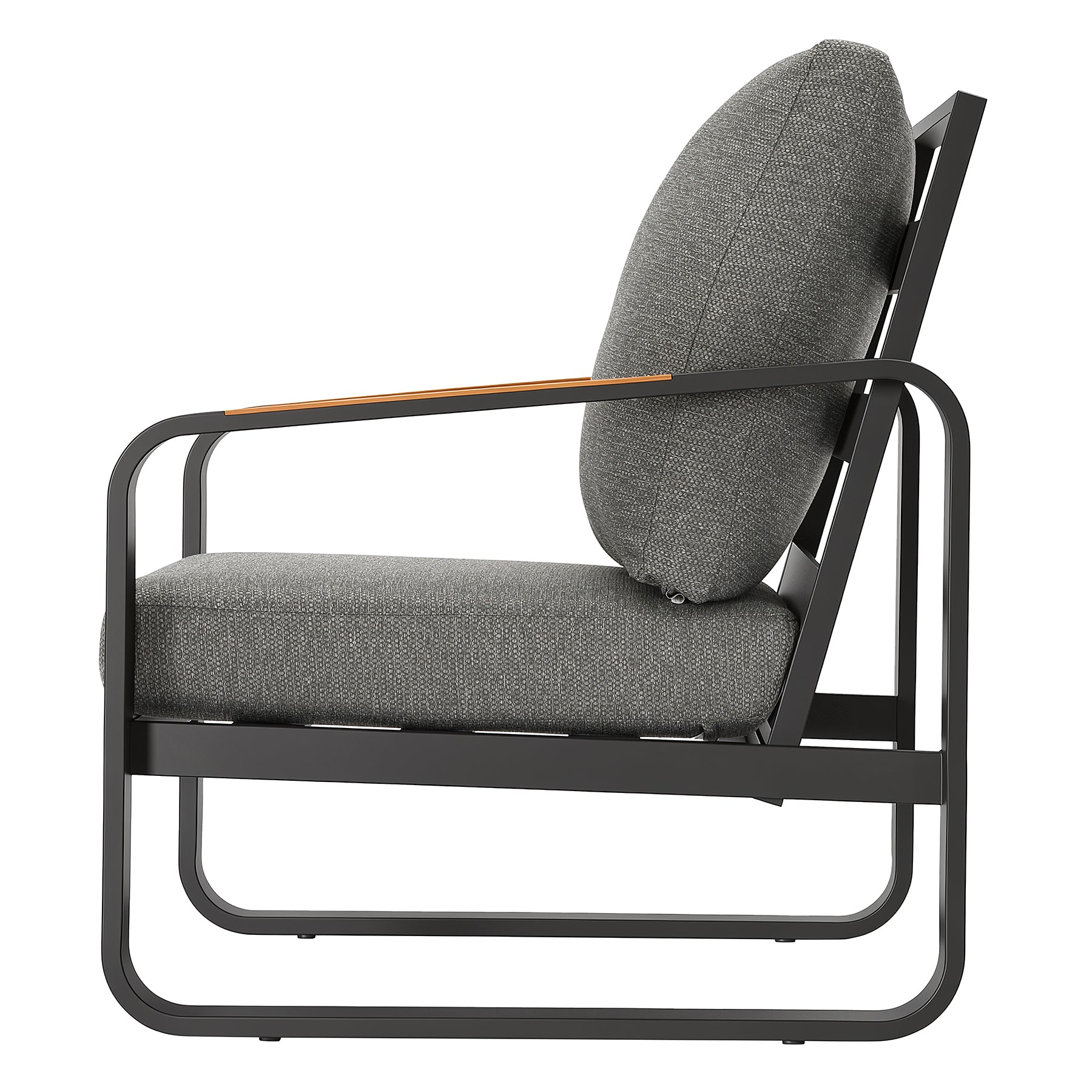 Tribesigns Gartensofa mit Kissen, Balkonstuhl mit Metallgestell & Holzarmlehnen, Outdoor Sessel für Terrasse & Garten