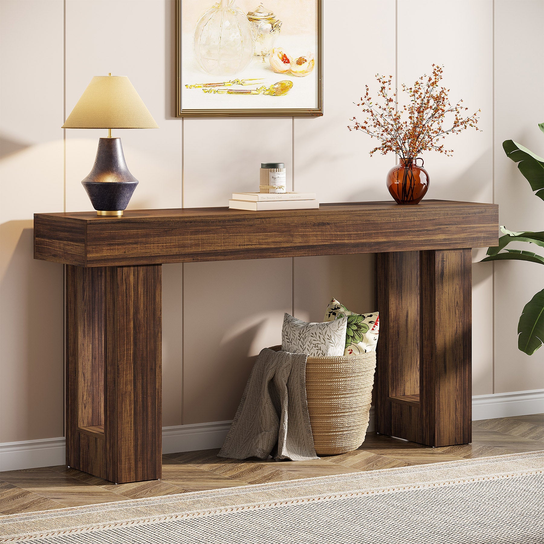 Konsolentisch 160 cm aus Holz, rechteckiger Sofatisch für hinter dem Sofa