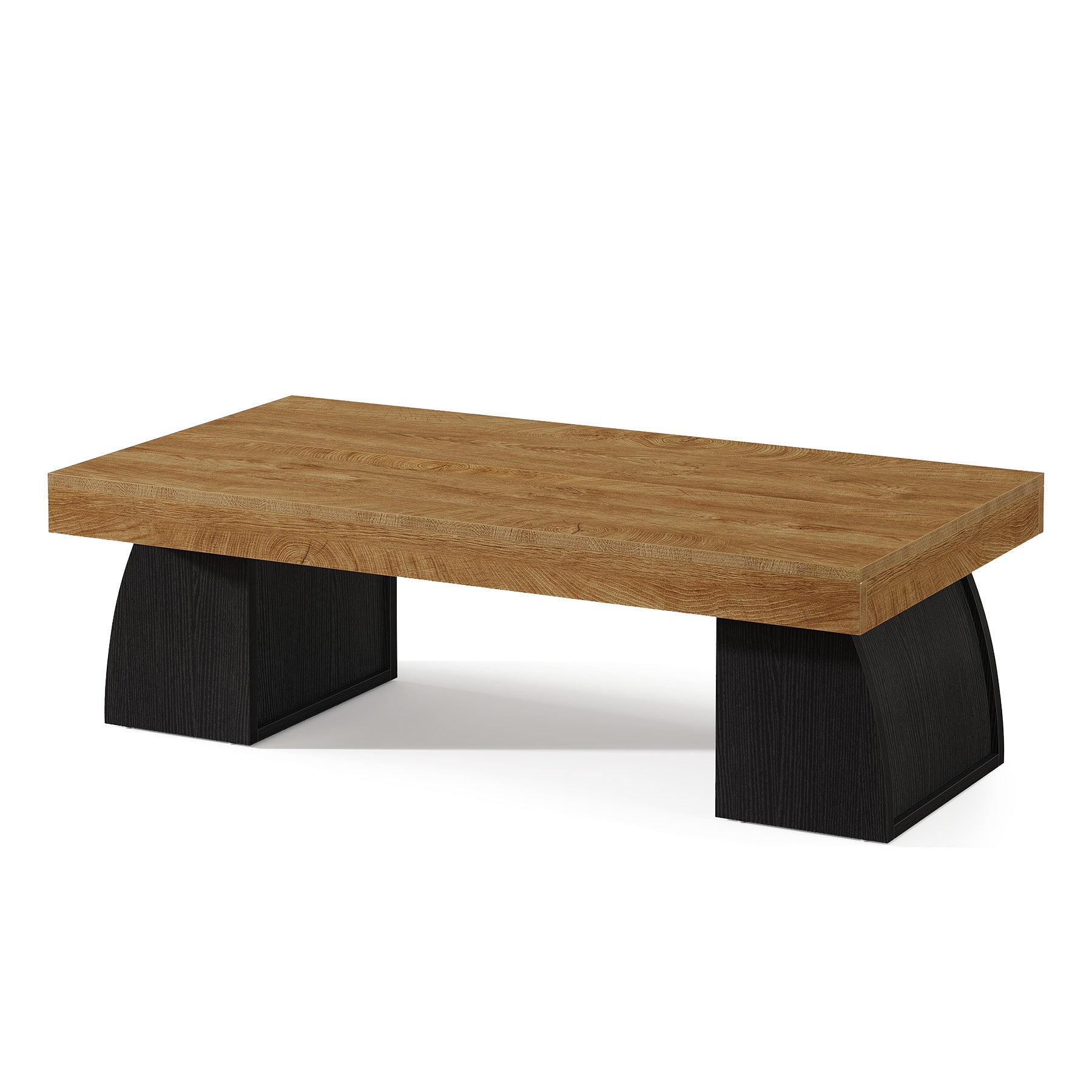 Tribesigns Couchtisch 140 cm, Wohnzimmertisch mit schwarzem Metallgestell im Industrial-Stil
