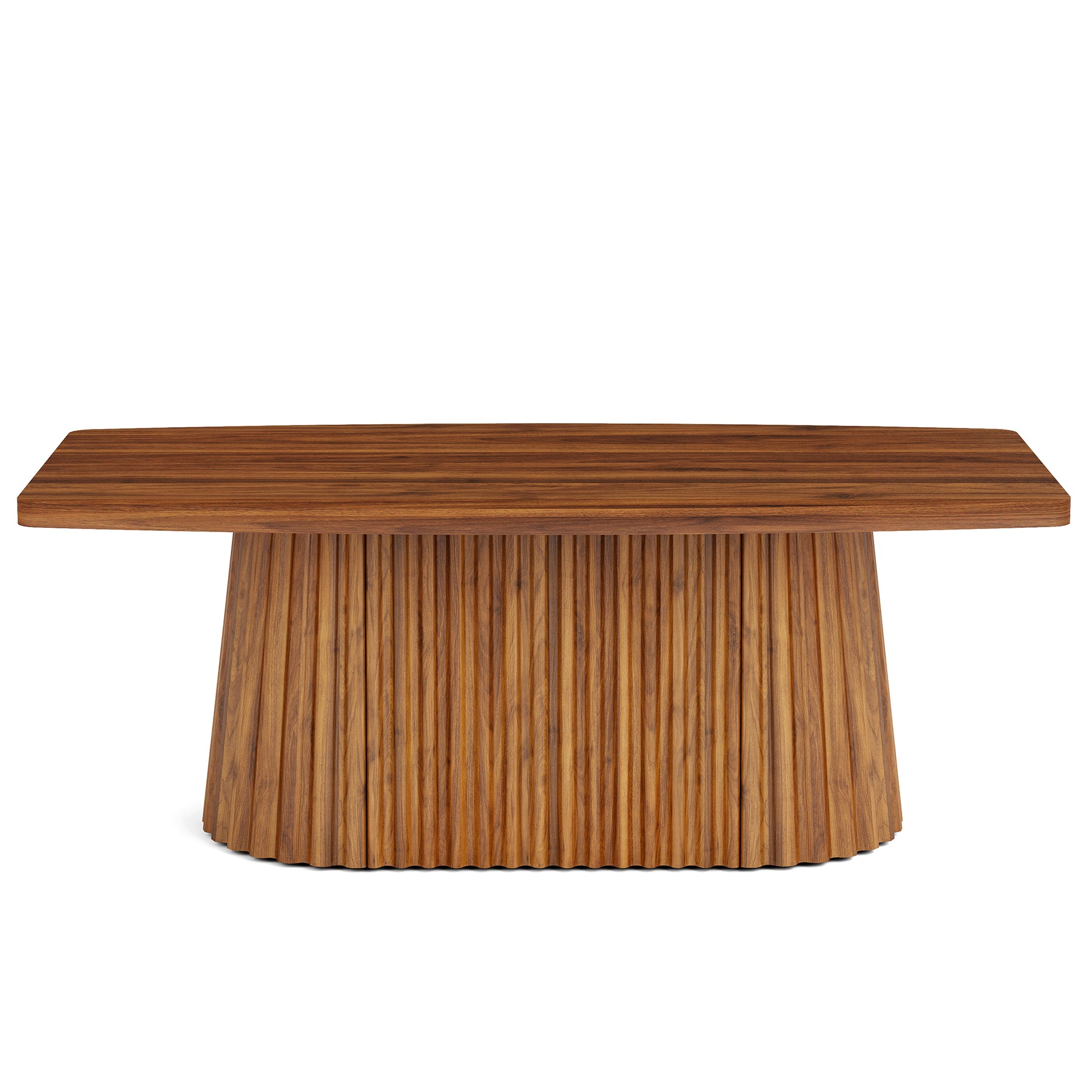 Rechteckiger Couchtisch 120 cm mit abgerundeten Kanten, Wohnzimmertisch im Landhausstil mit plissiertem Sockel