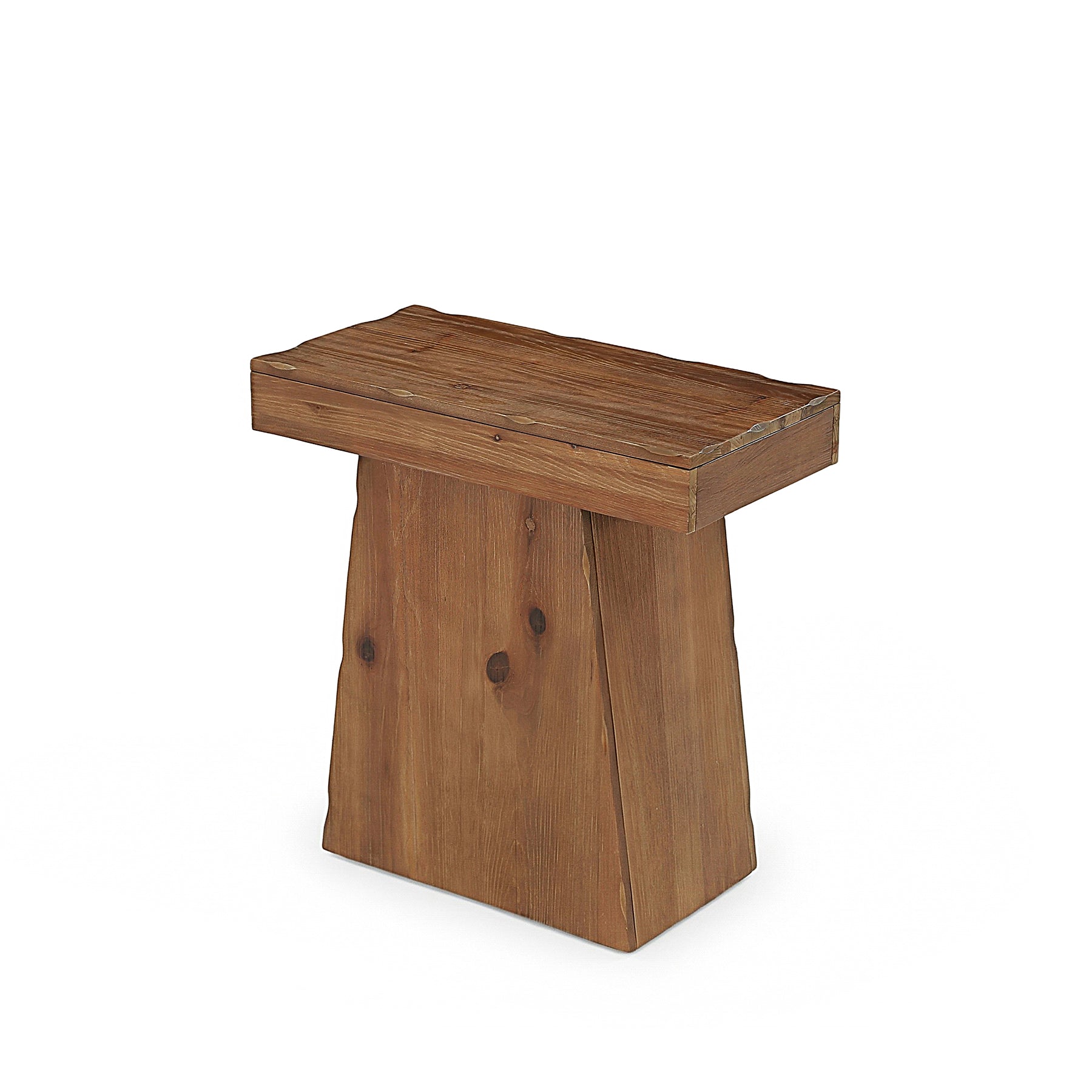 Tribesigns Beistelltisch aus Massivholz 60 cm, Holztisch mit trapezförmigem Standfuß