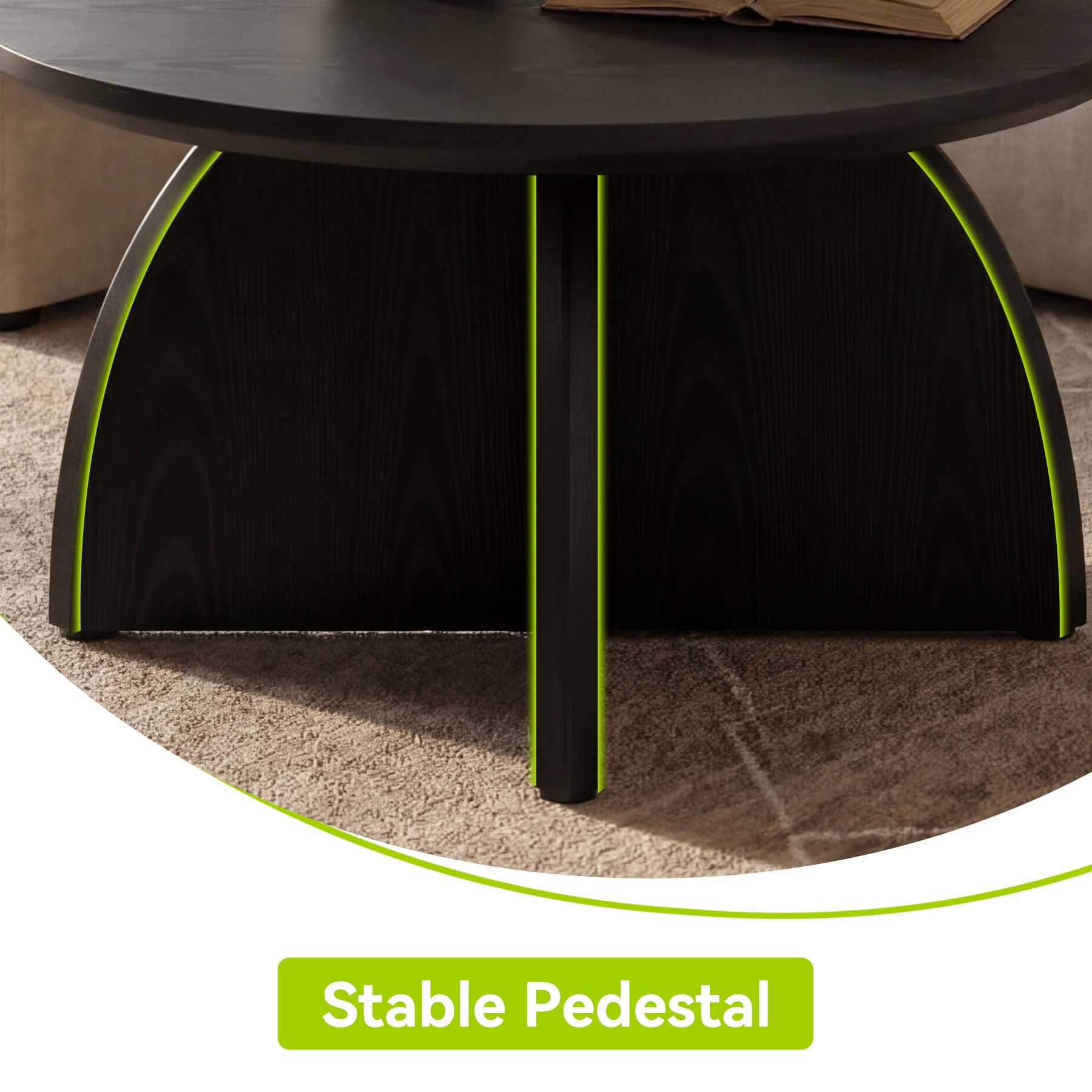 Tribesigns Runder Couchtisch 80 cm, moderner Wohnzimmertisch mit stabilem Säulenfuß