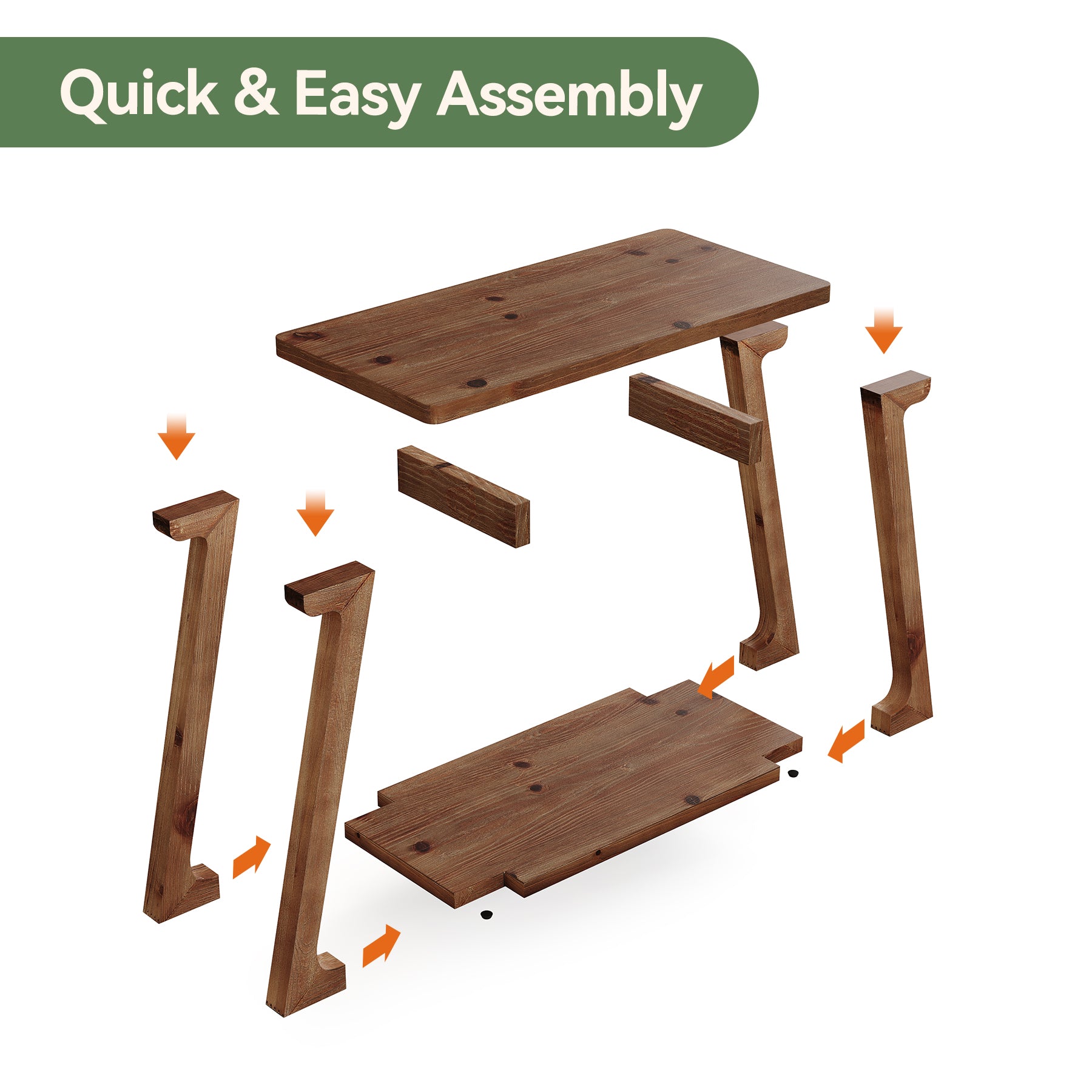 Tribesigns Massivholz Beistelltisch 2 Ebenen, schmaler Nachttisch im Landhausstil