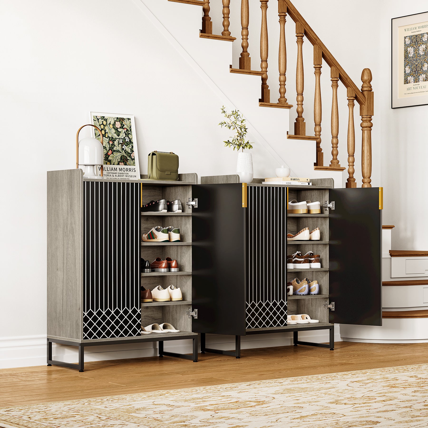 Moderner Schuhschrank mit Türen, 5-stöckiger moderner Schuhregal-Organizer