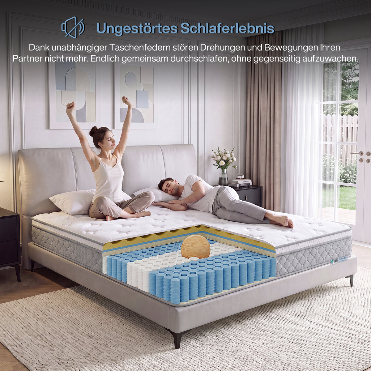 Tribesigns 9-Zonen Taschenfederkernmatratze mit Memoryschaum und Lyocell-Bezug