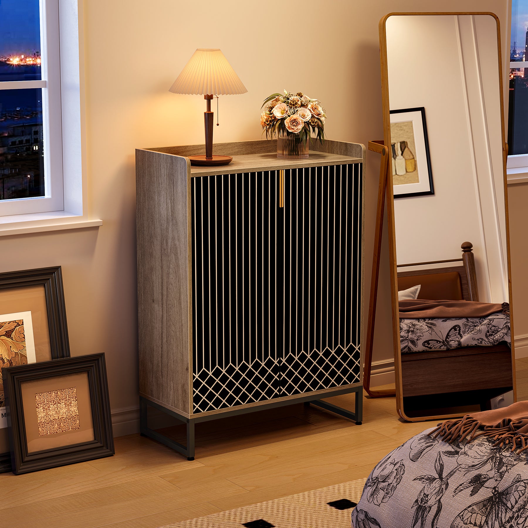 Moderner Schuhschrank mit Türen, 5-stöckiger moderner Schuhregal-Organizer