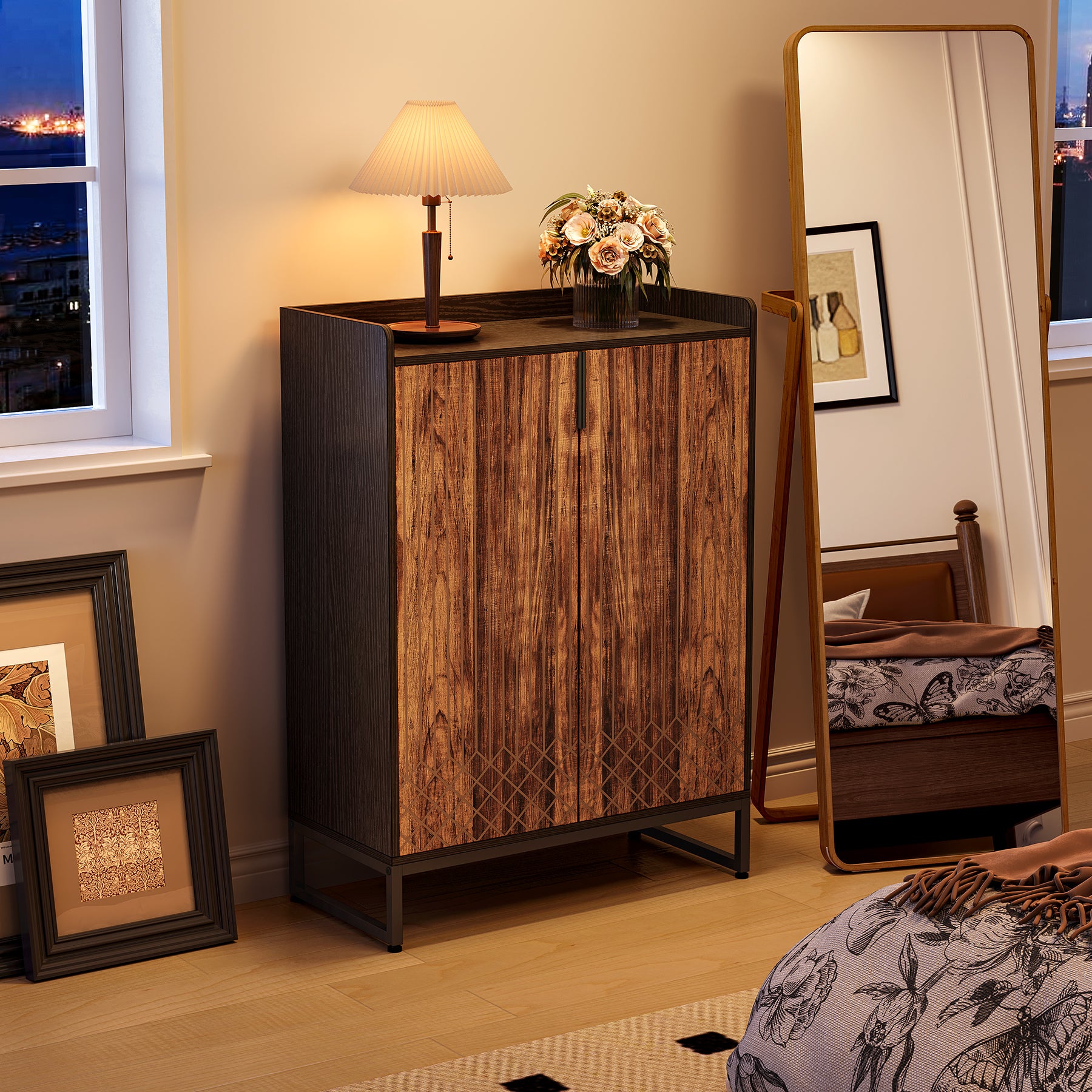 Moderner Schuhschrank mit Türen, 5-stöckiger moderner Schuhregal-Organizer