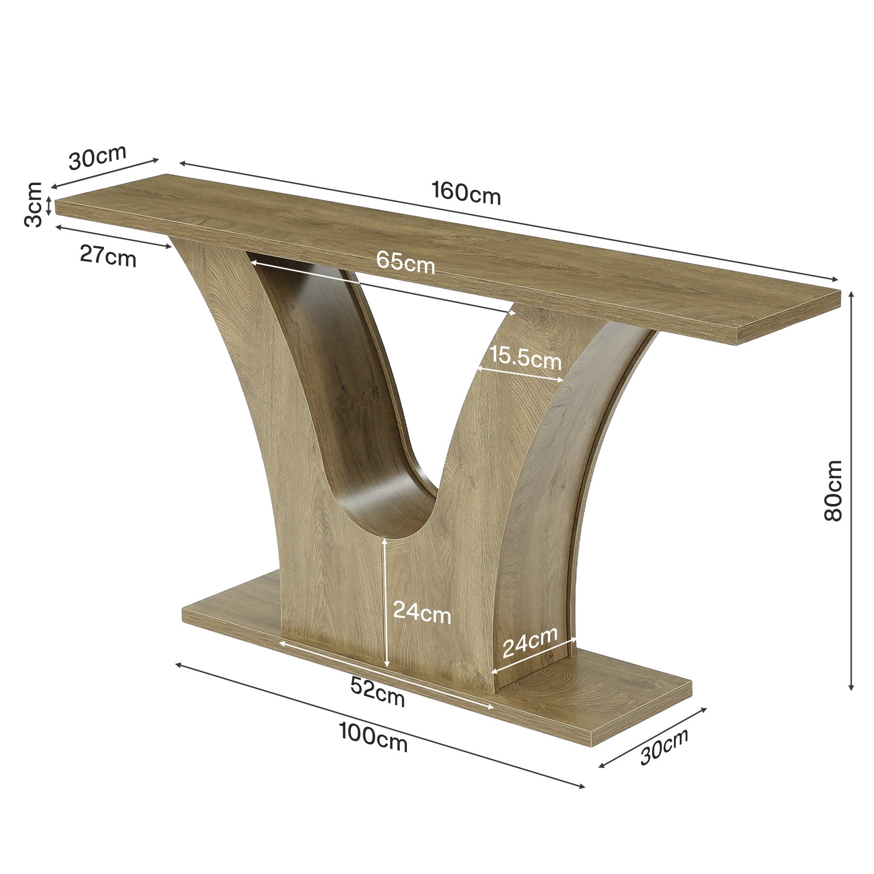 Tribesigns Konsolentisch 160 cm schmal mit V-Gestell, Flurtisch modern für Eingangsbereich & Wohnzimmer