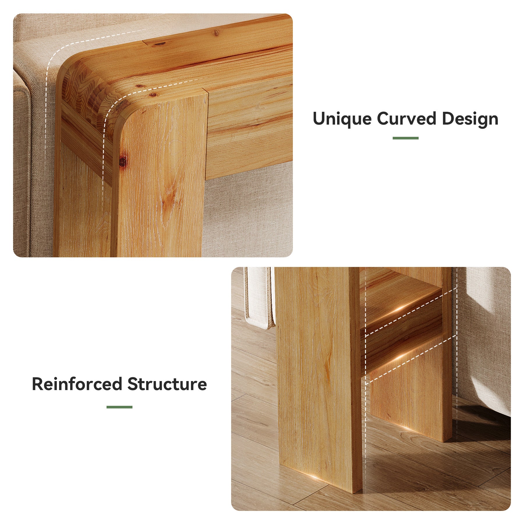 Tribesigns Konsolentisch 160 cm aus Massivholz, langer Sofatisch Landhausstil aus Tannenholz