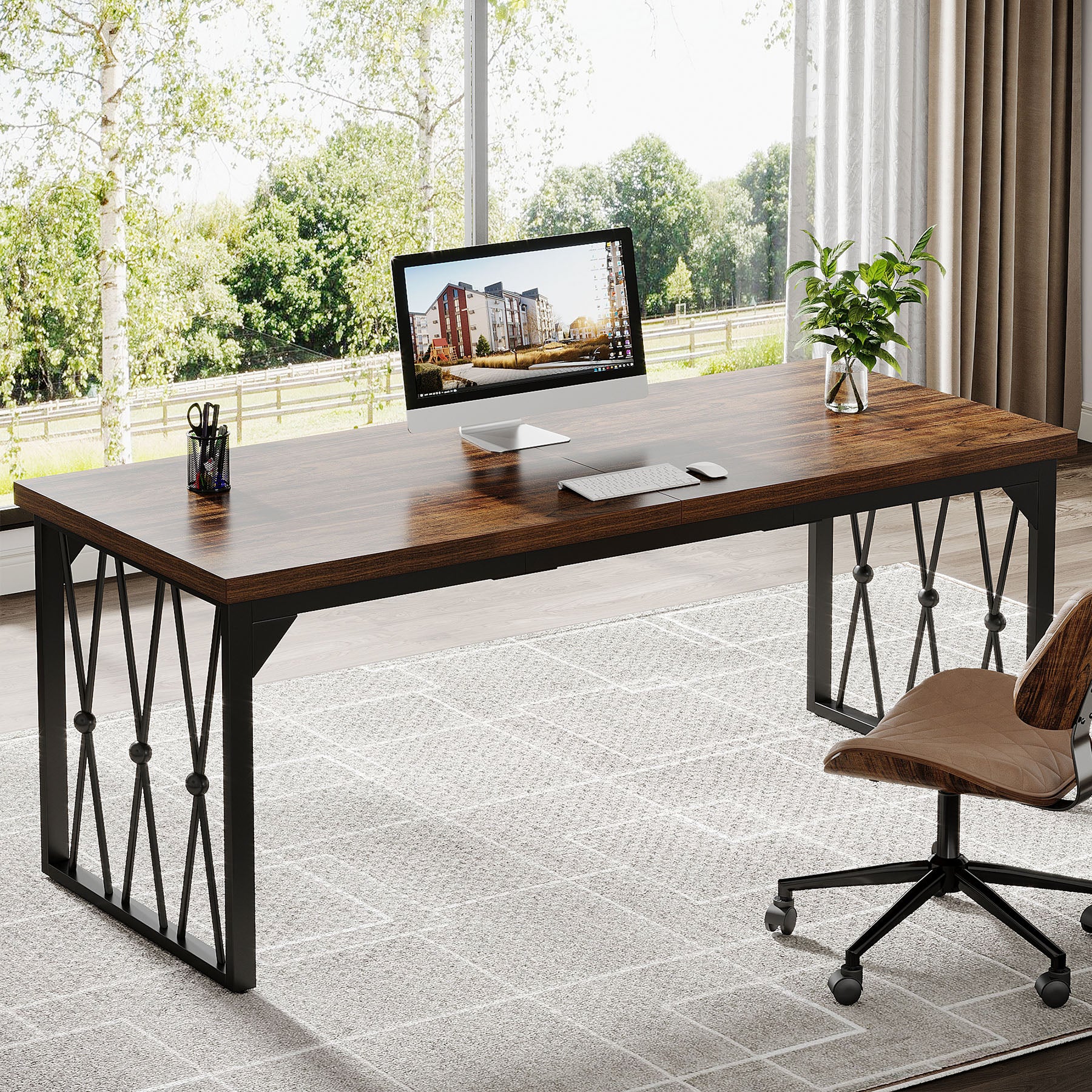 200 CM Executive-Schreibtisch, großer Computertisch, Schreibtisch für zwei Personen