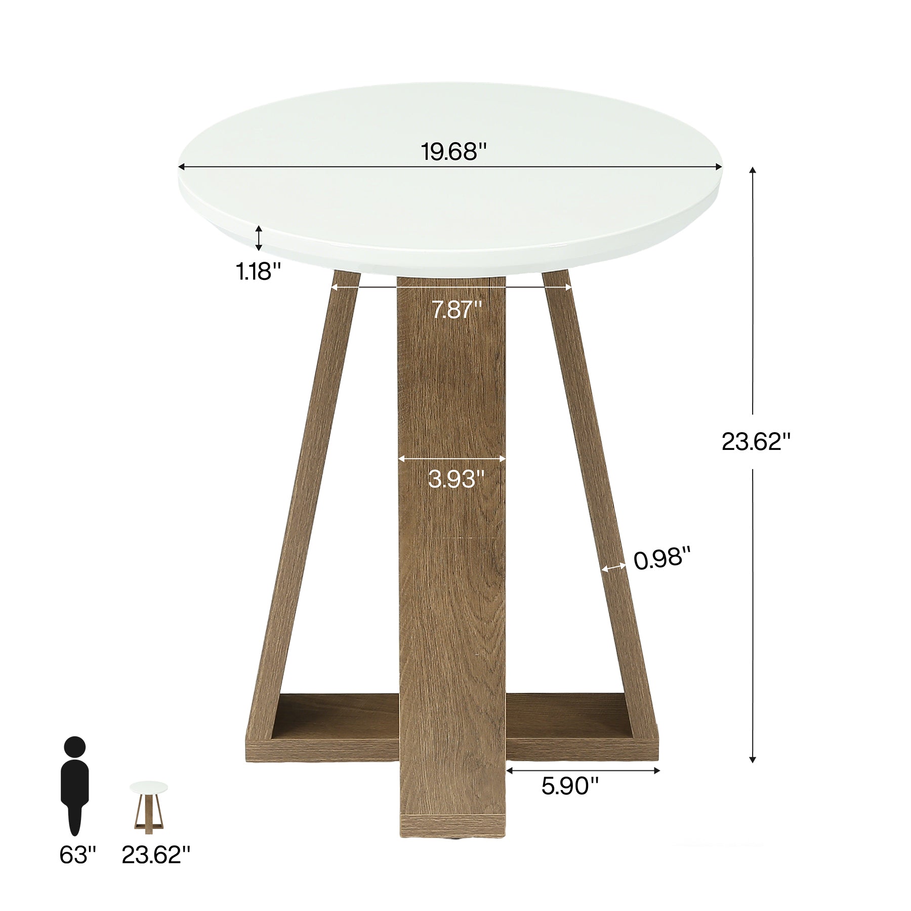 Tribesigns Runder Beistelltisch 50 cm, Moderner Nachttisch Weiß für Wohnzimmer & Schlafzimmer