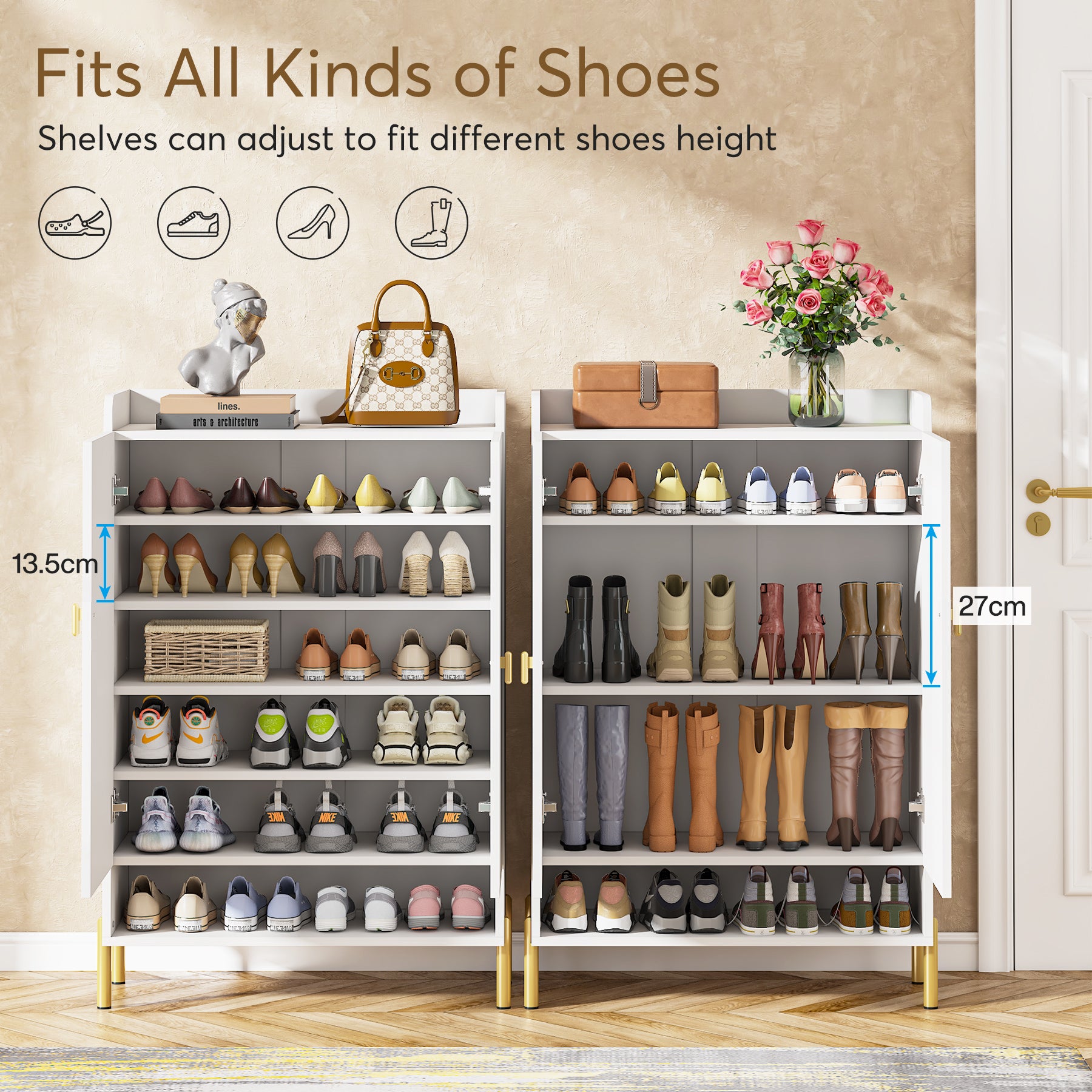 6-stöckiger Schuhschrank aus Holz, Schuh-Organizer für den Eingangsbereich