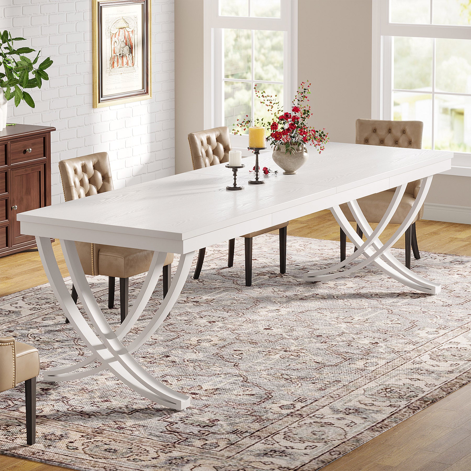 6-8 Personen industriell-Design Esstisch, 200 cm Tisch Wohnzimmer, rechteckiger Küchentisch