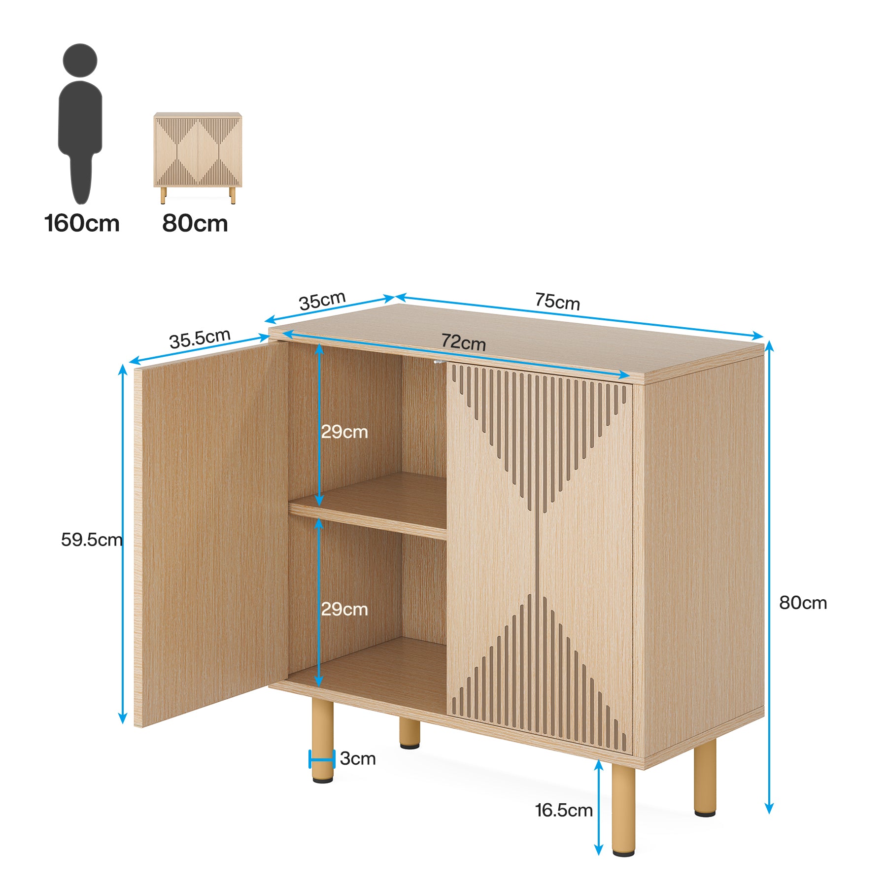 Natürliches klassisches Sideboard für Wohnzimmer und Esszimmer