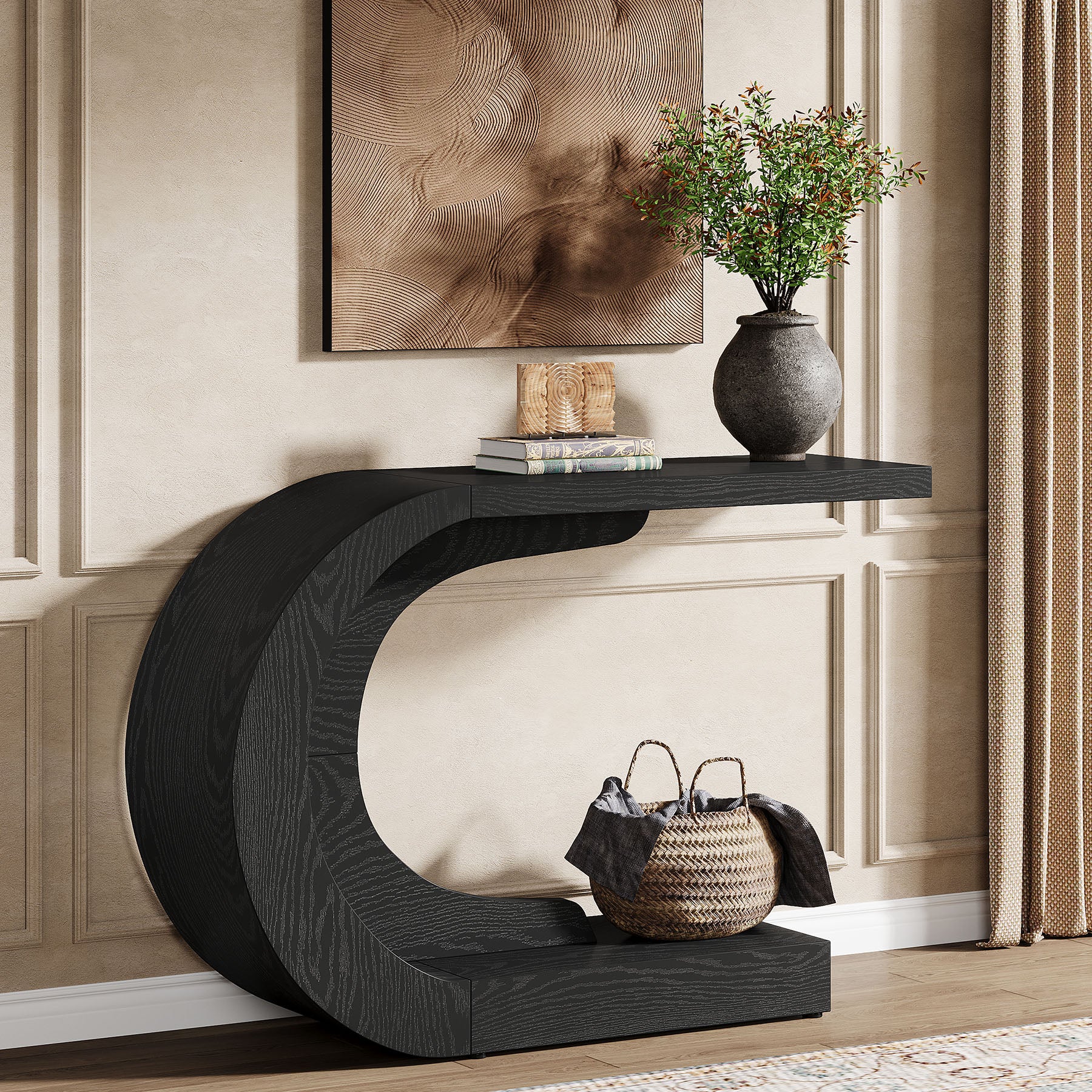 110 cm C-förmiger Mid-Century Modern-Konsolentisch für den Eingangsbereich