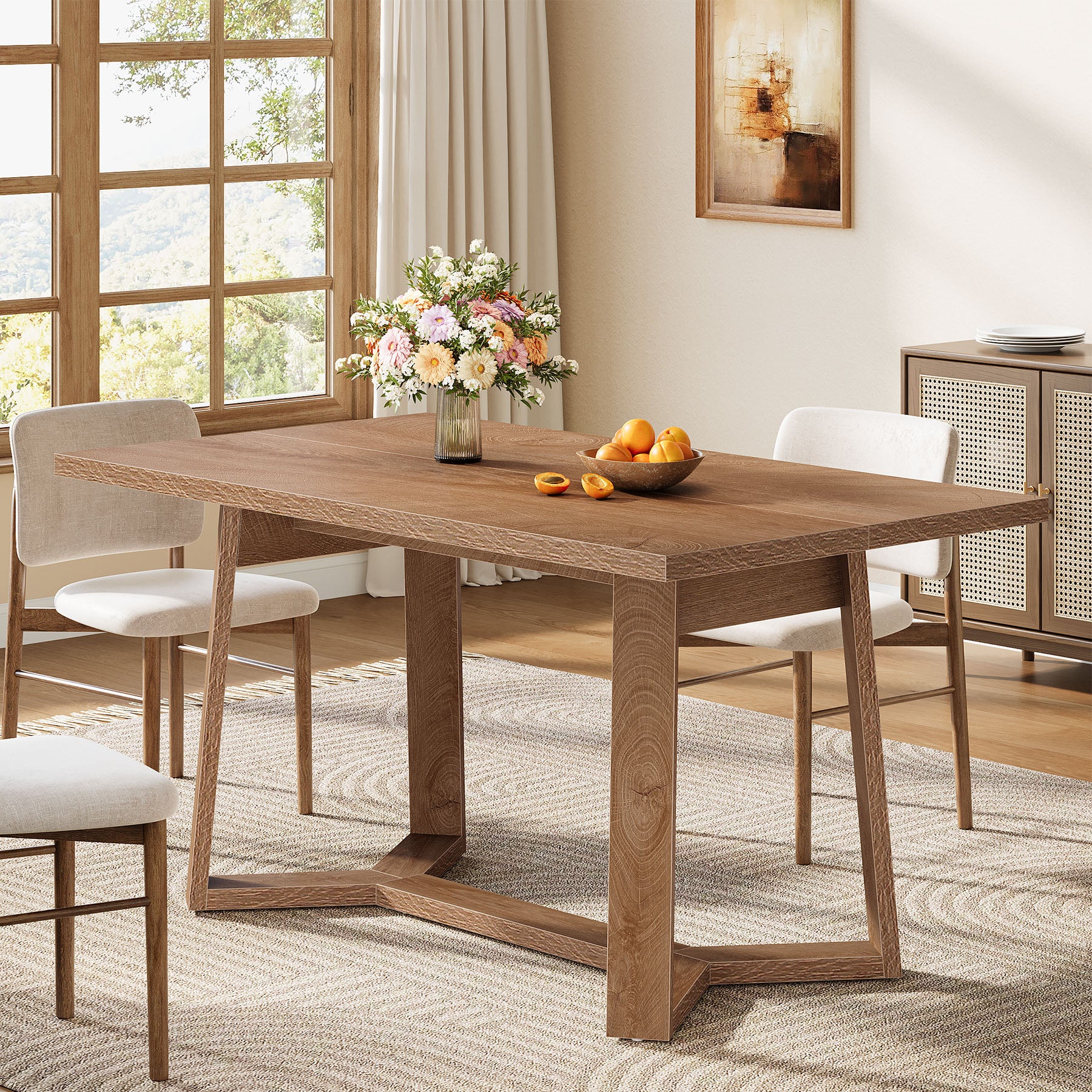 Moderner Esstisch 120 cm für 4–6 Personen, MDF mit Massivholzoptik, rechteckiger Küchentisch
