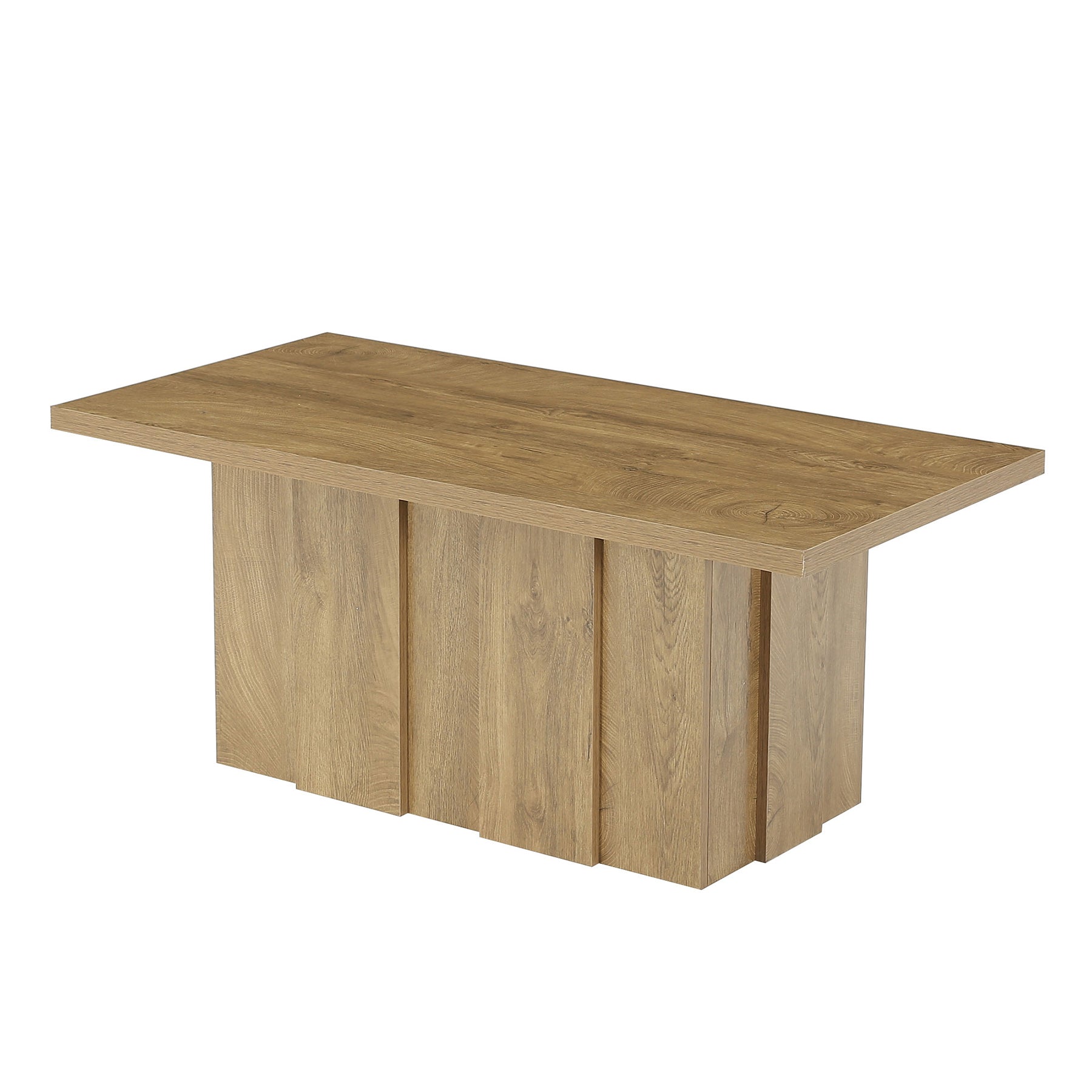 Tribesigns Couchtisch 120 cm, Rechteckiger Wohnzimmertisch im modernen Landhausstil mit Geriffeltem Sockel