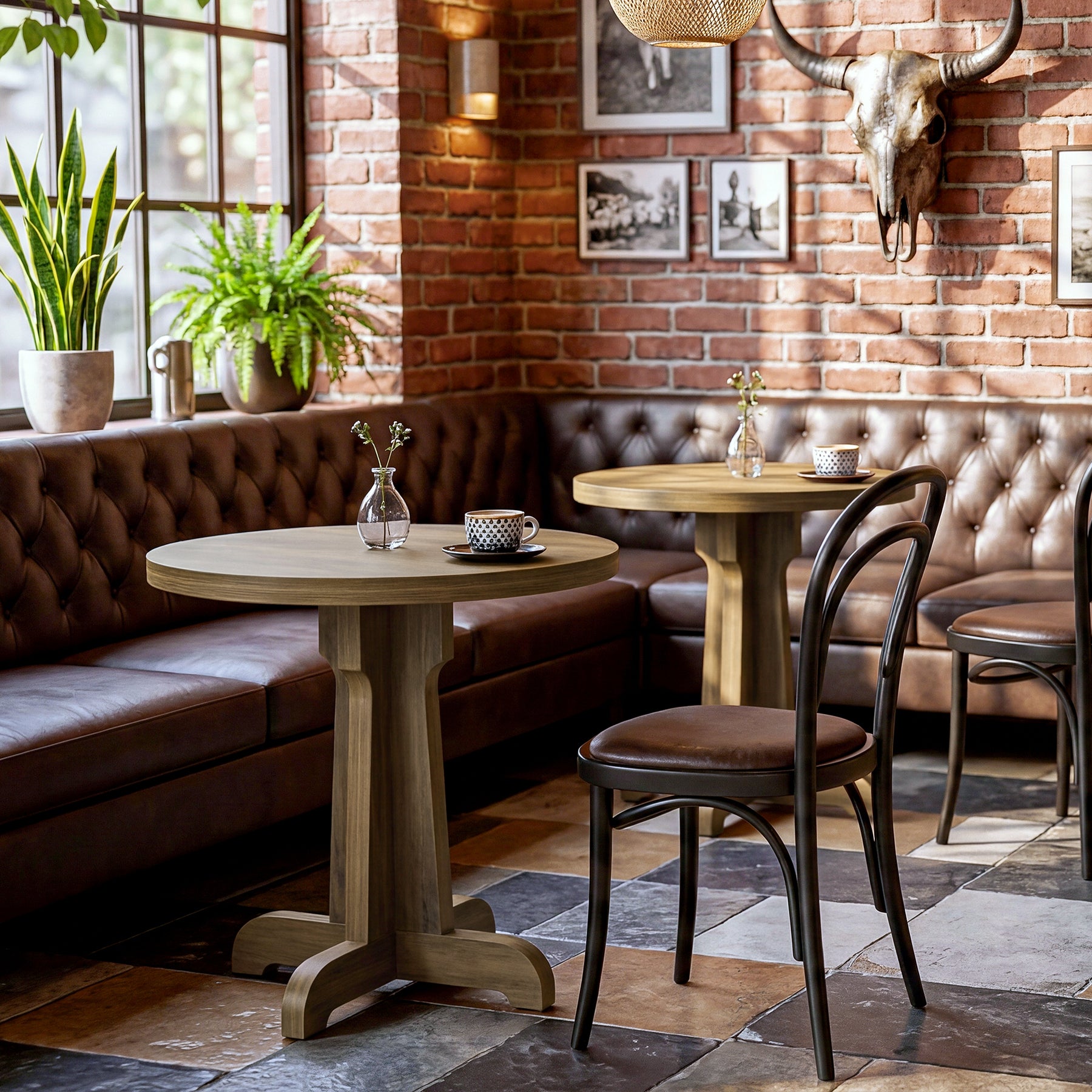 Tribesigns Runder Esstisch 60 cm für 2 Personen, Kleiner Küchentisch im Landhausstil