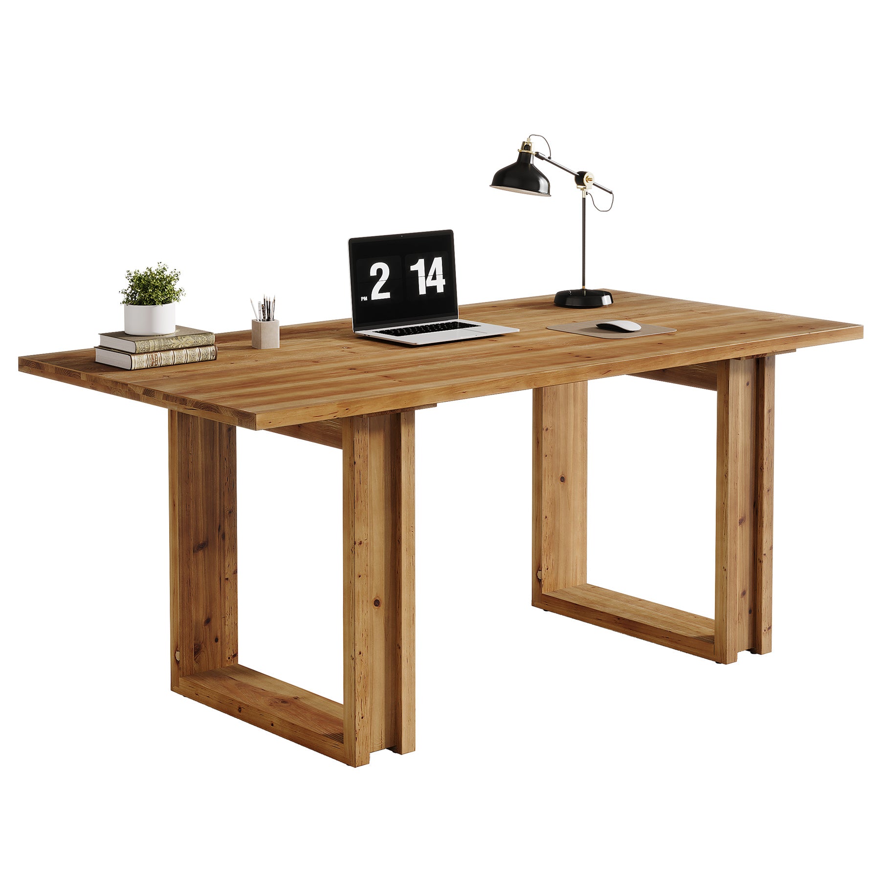 Tribesigns Massivholz Schreibtisch 160 cm, großer Home Office Tisch aus Tannenholz, Executive Desk im Landhausstil