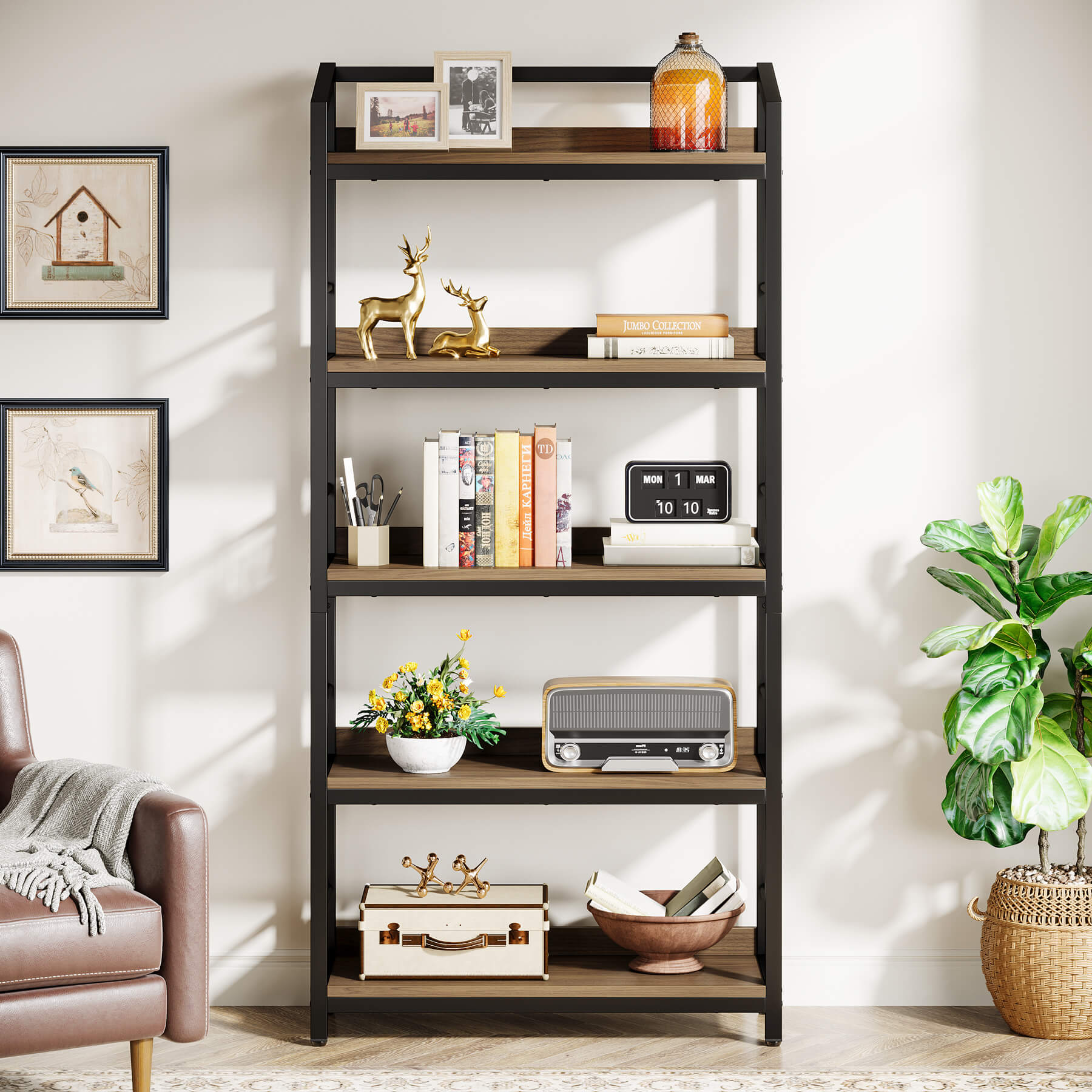 5-stöckiges 170 cm Etageren-Bücherregal fürs Büro