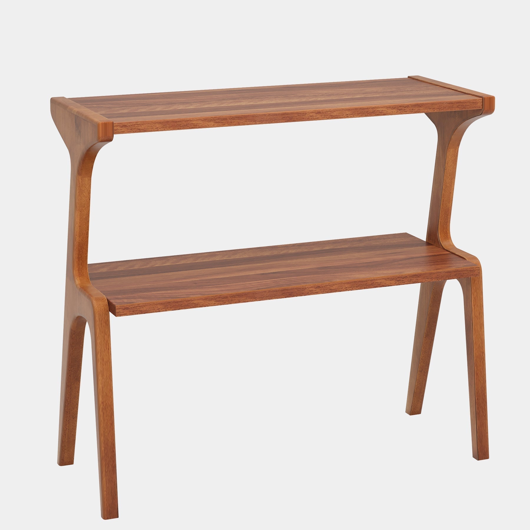 Tribesigns Schmaler Beistelltisch aus Massivholz, 2-stufiger Nachttisch mit modernem Design