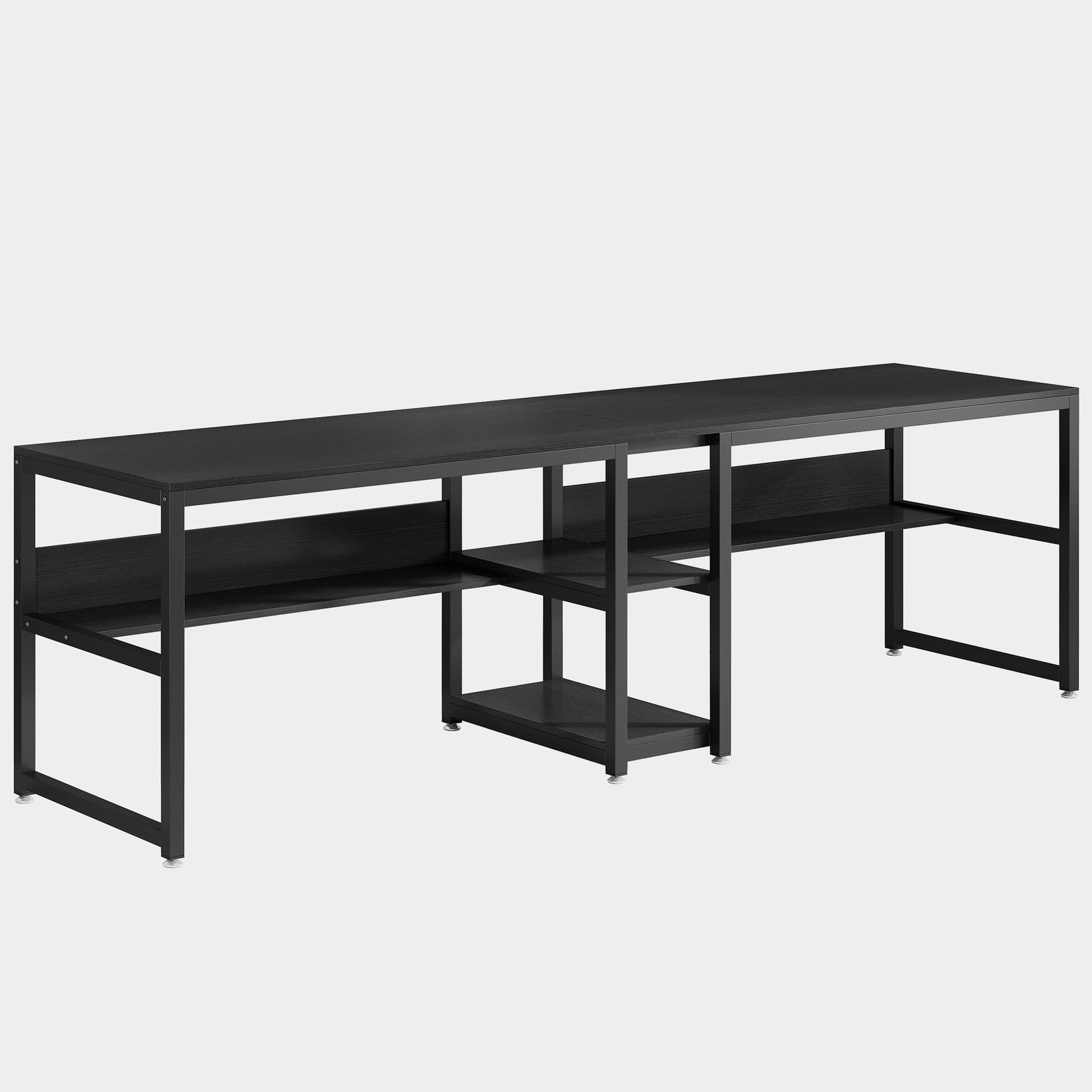 200cm Zwei-Personen-Schreibtisch, Computertisch, Doppelarbeitsplatz mit Regalen