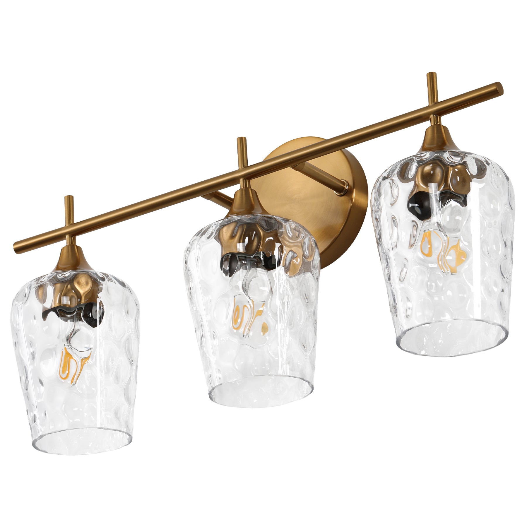 Tribesigns 3-flammige LED-Bad-Wandleuchte Gold mit Strukturglas, E27 Spiegelleuchte