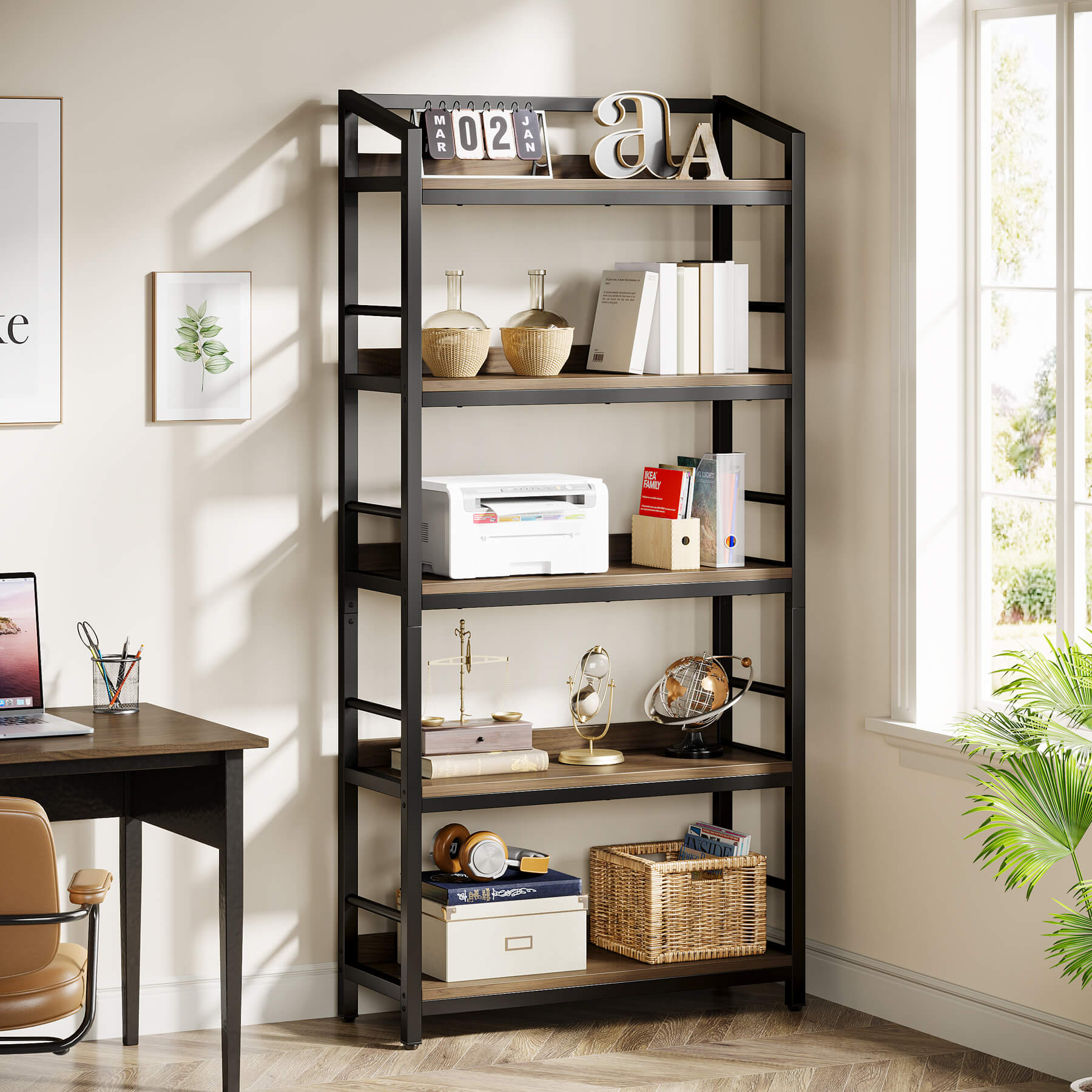 5-stöckiges 170 cm Etageren-Bücherregal fürs Büro