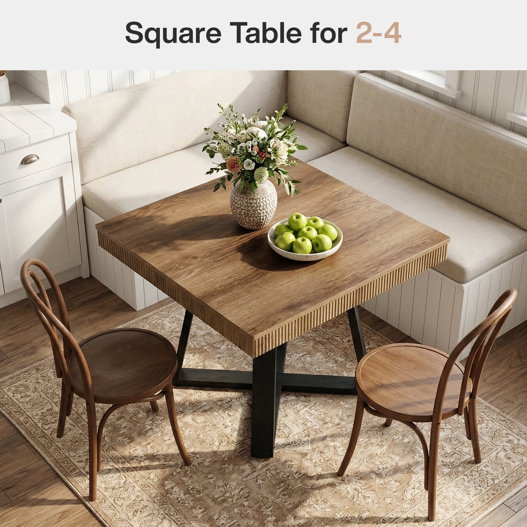 Tribesigns Kleiner Esstisch 80x80 cm quadratisch für 2–4 Personen, platzsparender Küchentisch mit X-Gestell