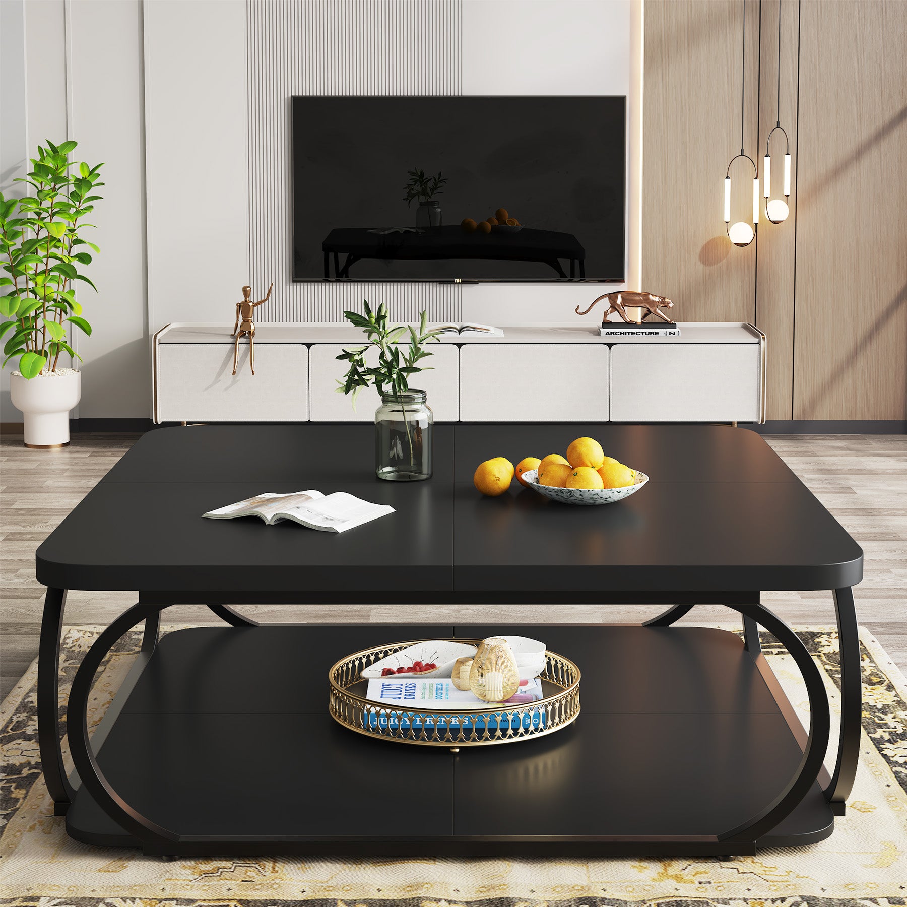 100 cm Quadratisch Couchtisch aus Holzwerkstoff Niedrig Wohnzimmertisch