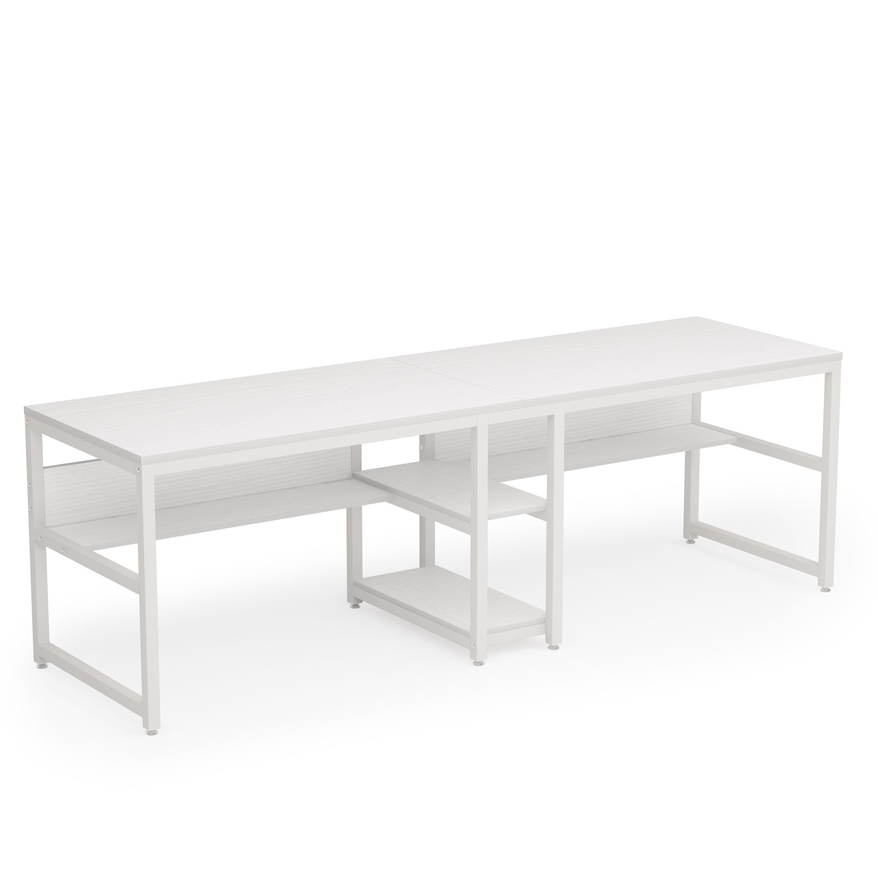 200 cm Zwei-Personen-Schreibtisch, Computertisch, Doppelarbeitsplatz mit Regalen