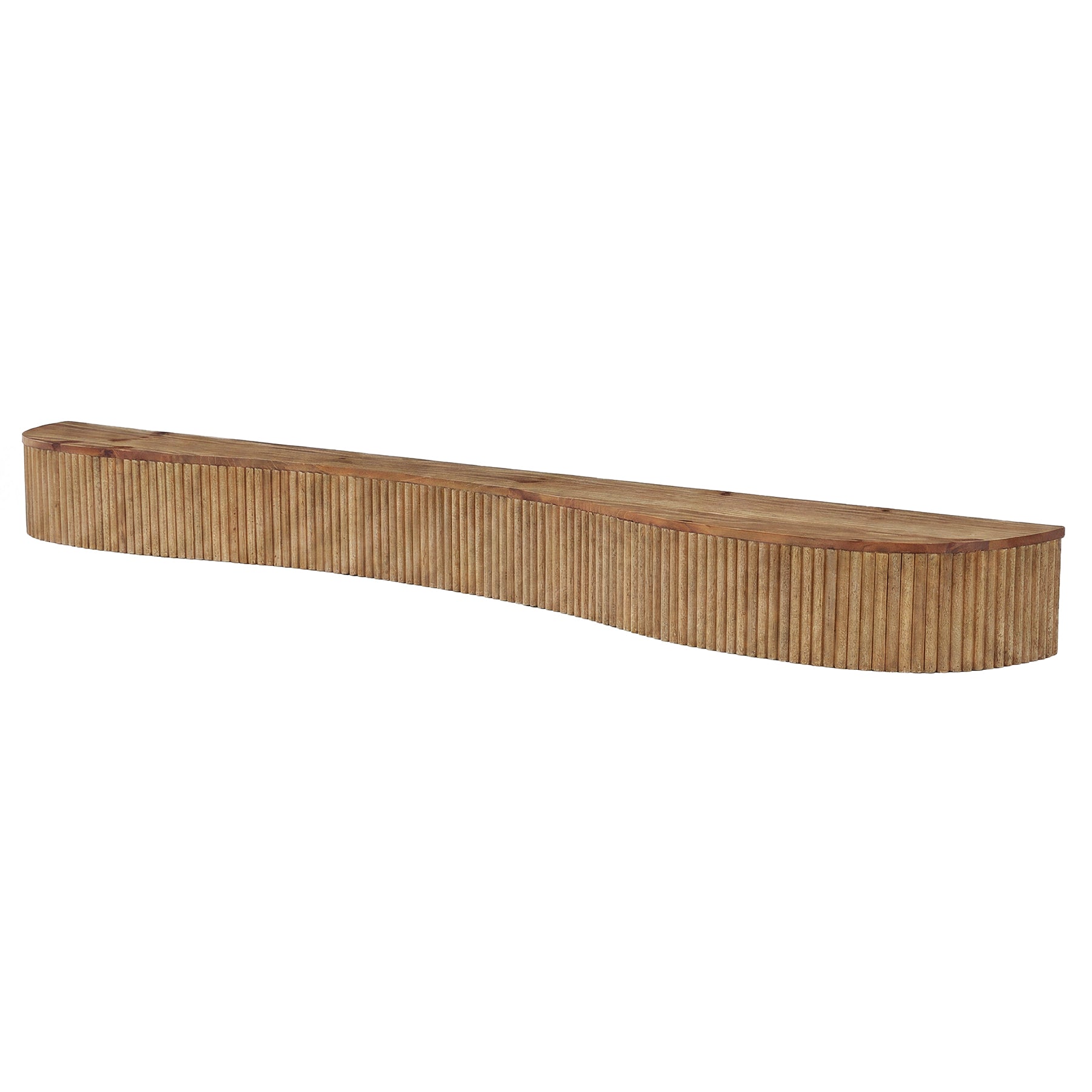Tribesigns Floating Mantel Shelf aus Massivholz 180 cm, Kaminregal mit Geriffeltem Design