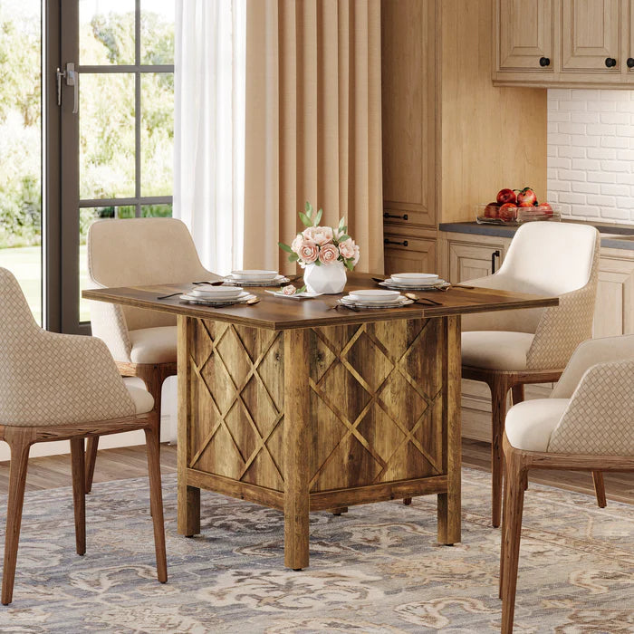 100 cm Esstisch, quadratischer Esstisch aus Holz für 4 Personen