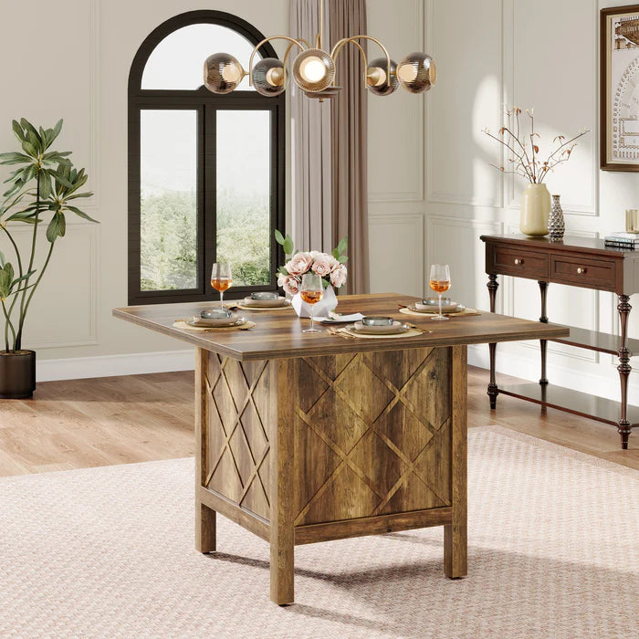 100 cm Esstisch, quadratischer Esstisch aus Holz für 4 Personen