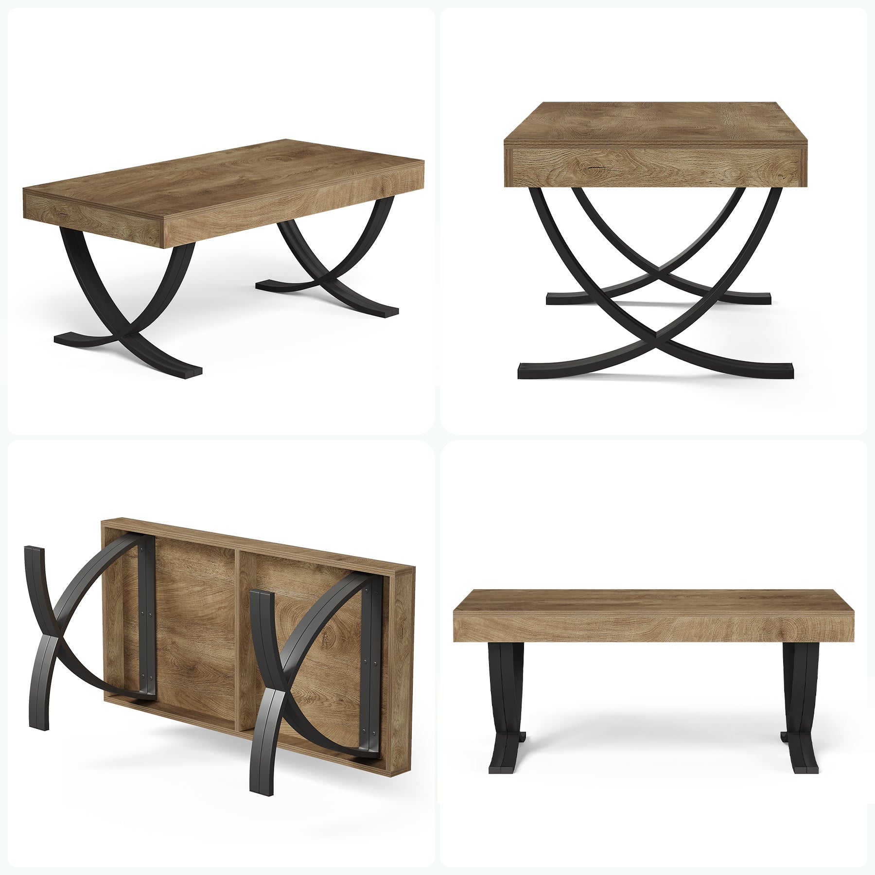 Tribesigns Couchtisch 120 cm rechteckig, Industrial Wohnzimmertisch mit Metallgestell