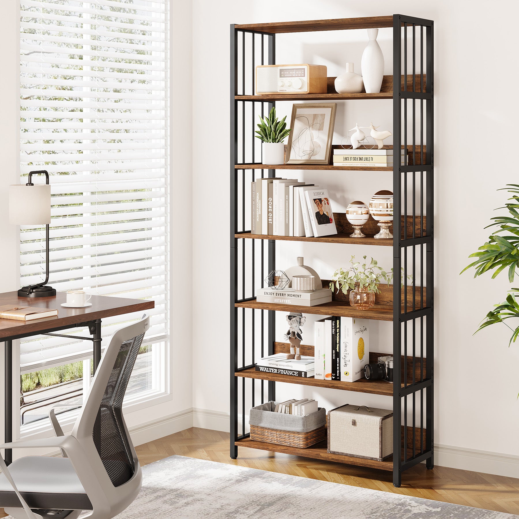 Großes industrielles Ständerregal von Tribesigns - 6 Etagen, 190 cm, Holz