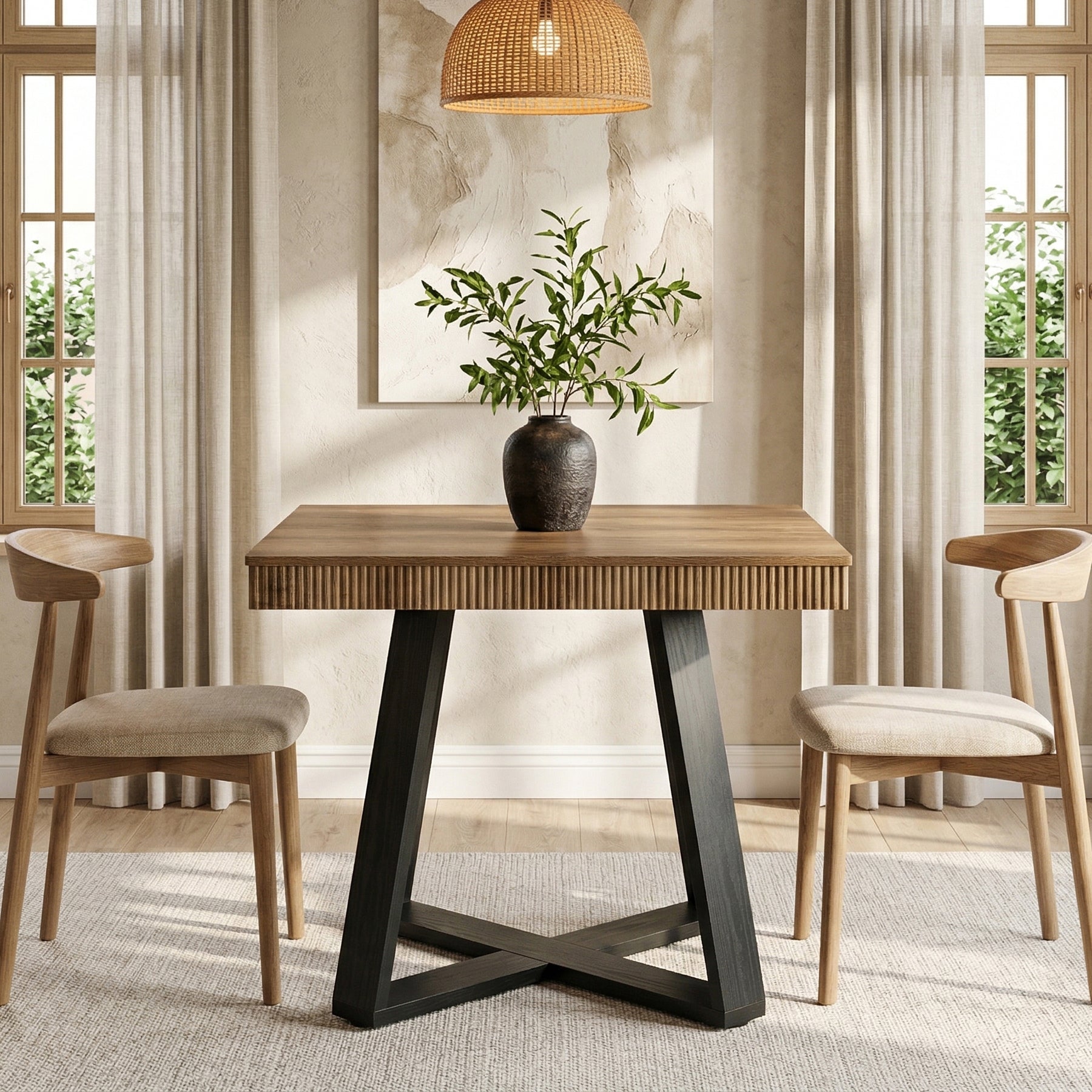 Tribesigns Kleiner Esstisch 80x80 cm quadratisch für 2–4 Personen, platzsparender Küchentisch mit X-Gestell
