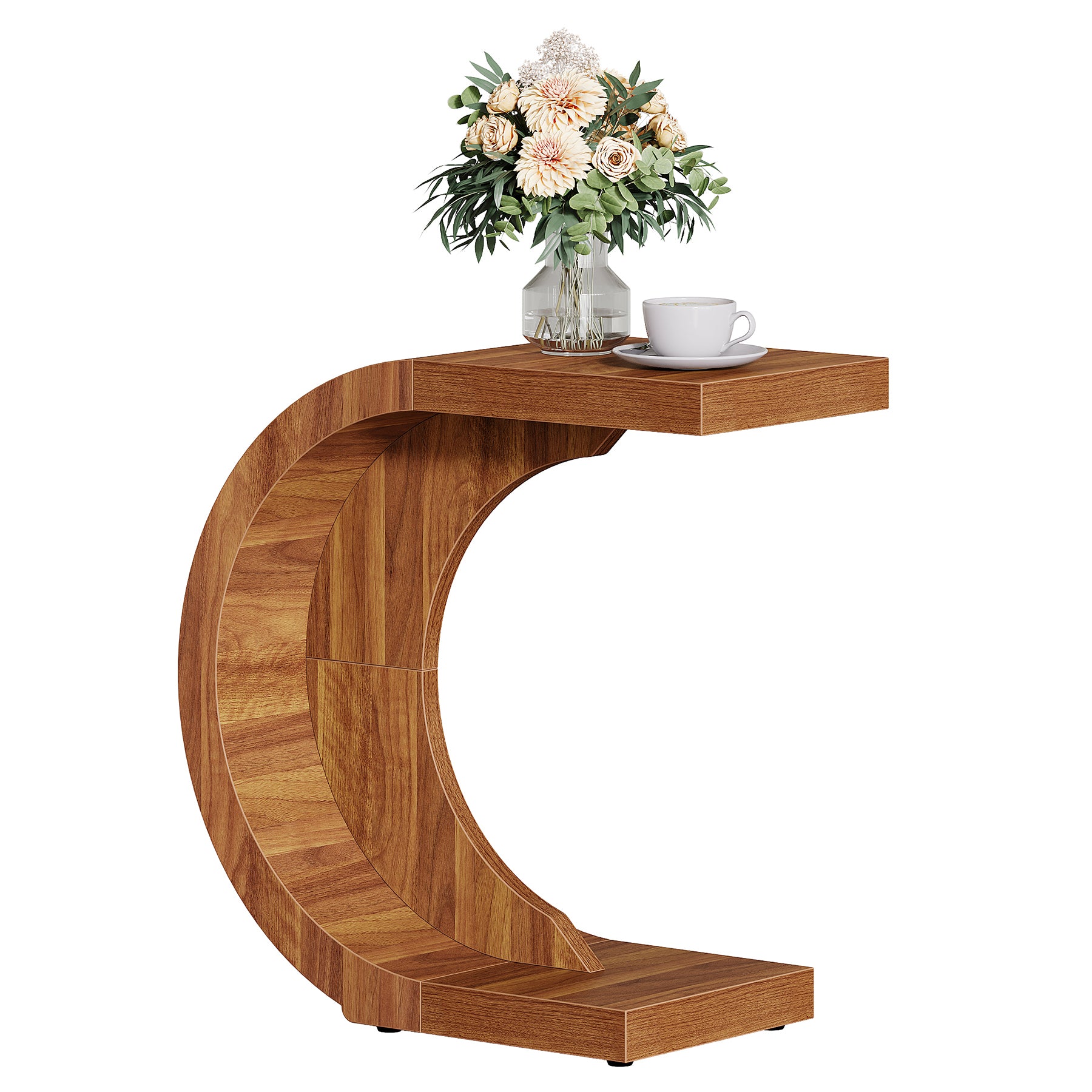 C-förmiger Holz-Beistelltisch für Couch & Sofa