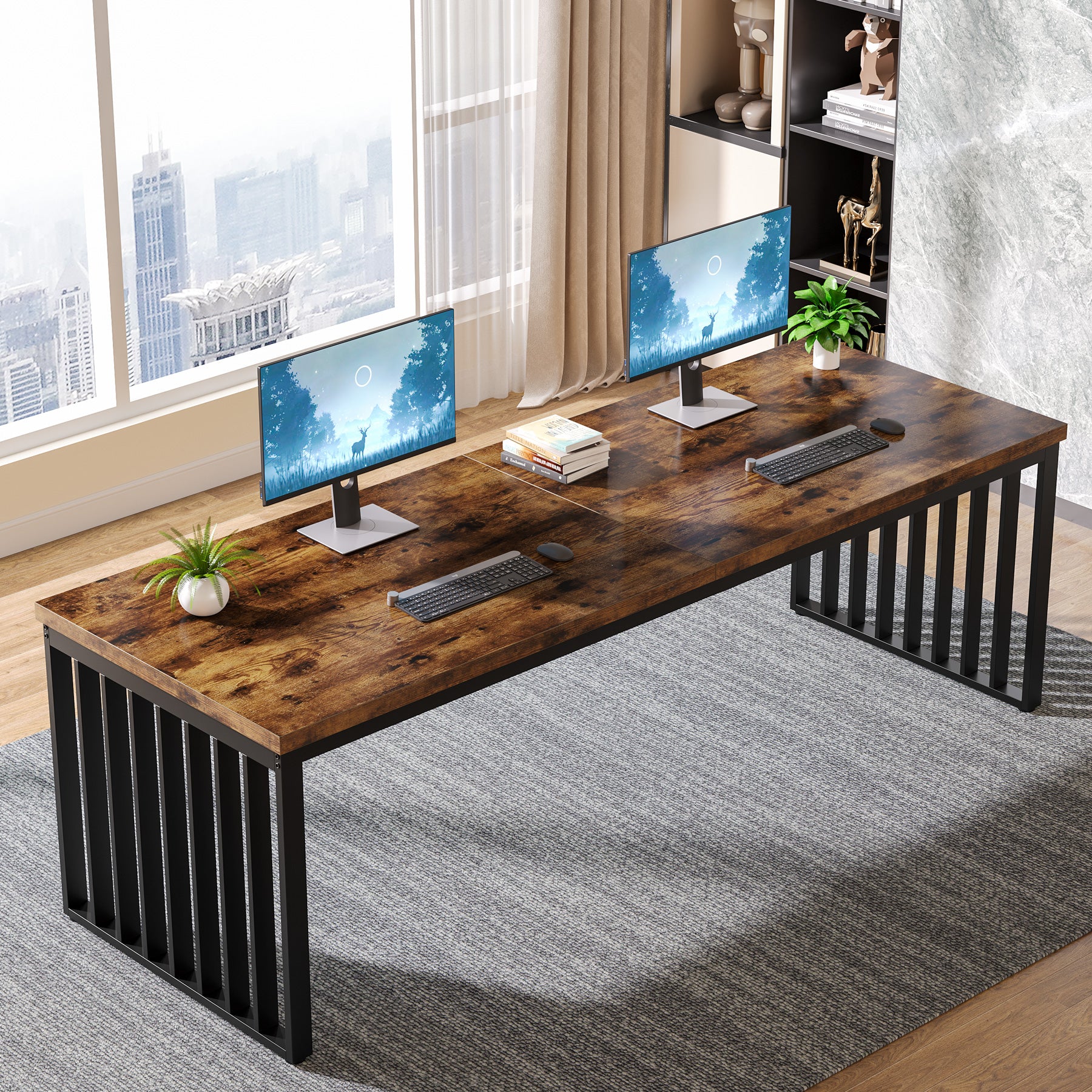 180cm Zwei-Personen-Schreibtisch, langer Executive-Schreibtisch, Doppel-Computertisch