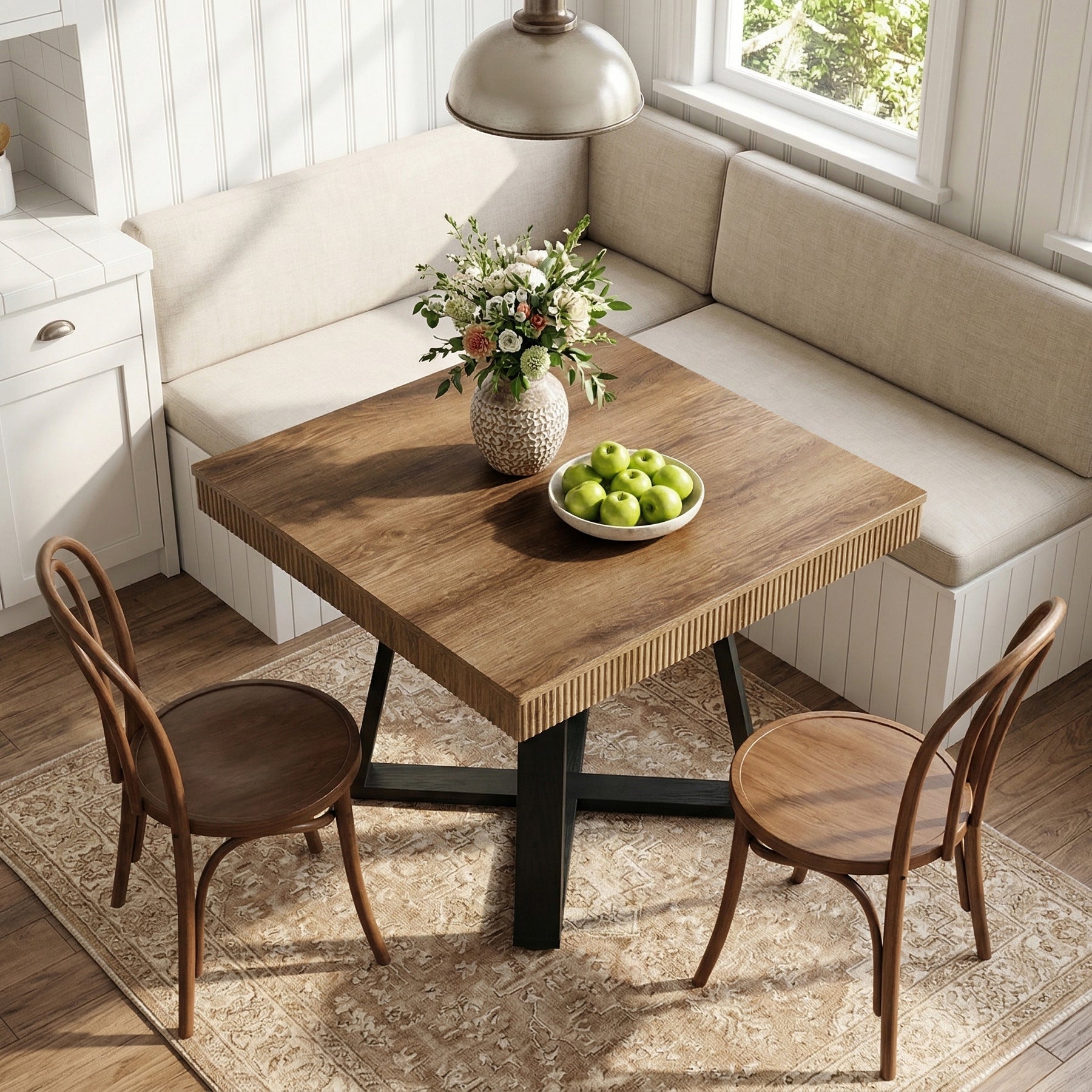 Tribesigns Kleiner Esstisch 80x80 cm quadratisch für 2–4 Personen, platzsparender Küchentisch mit X-Gestell