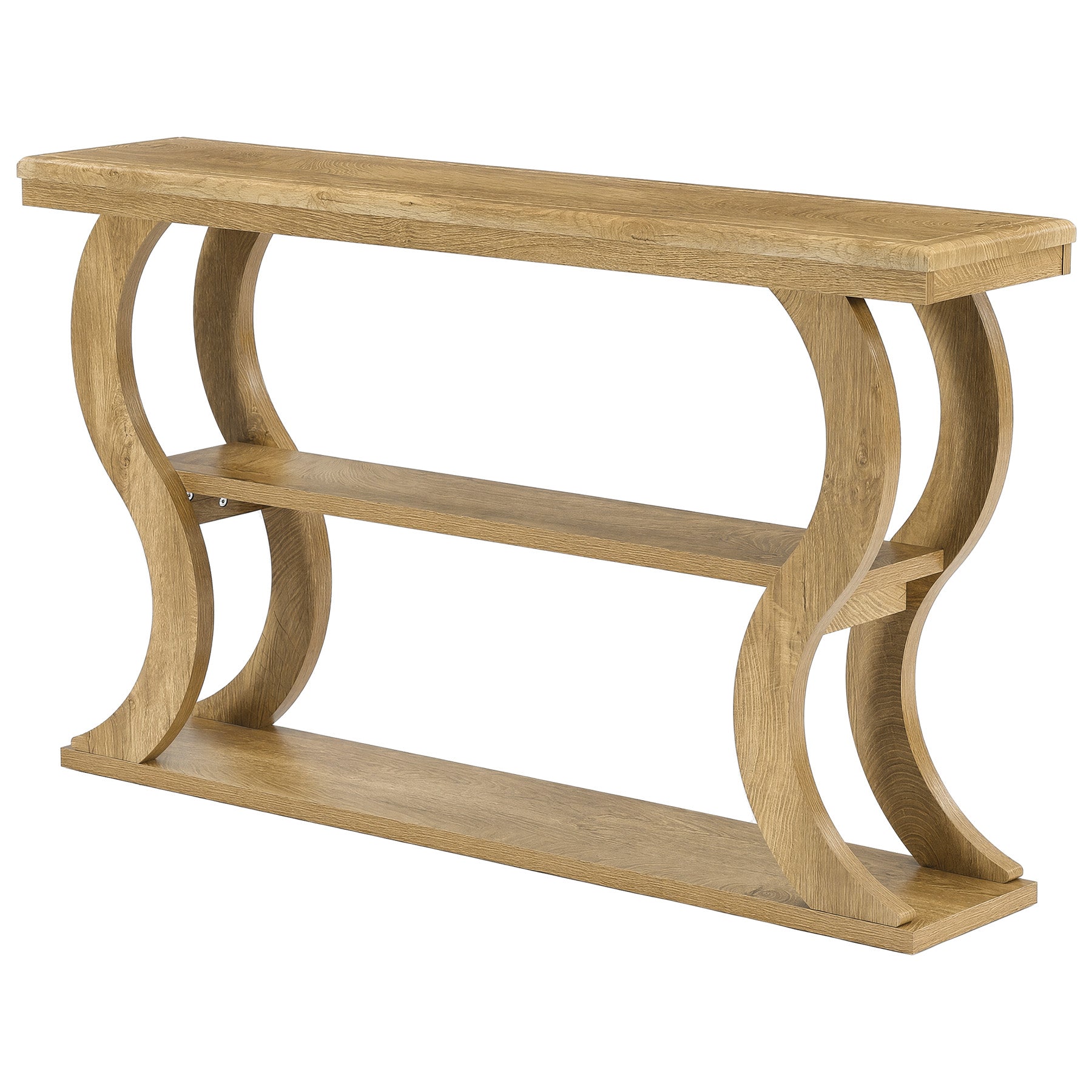 Tribesigns Konsolentisch 140 cm mit 3 Ablagen, Schmaler Flurtisch mit Wellenform-Design