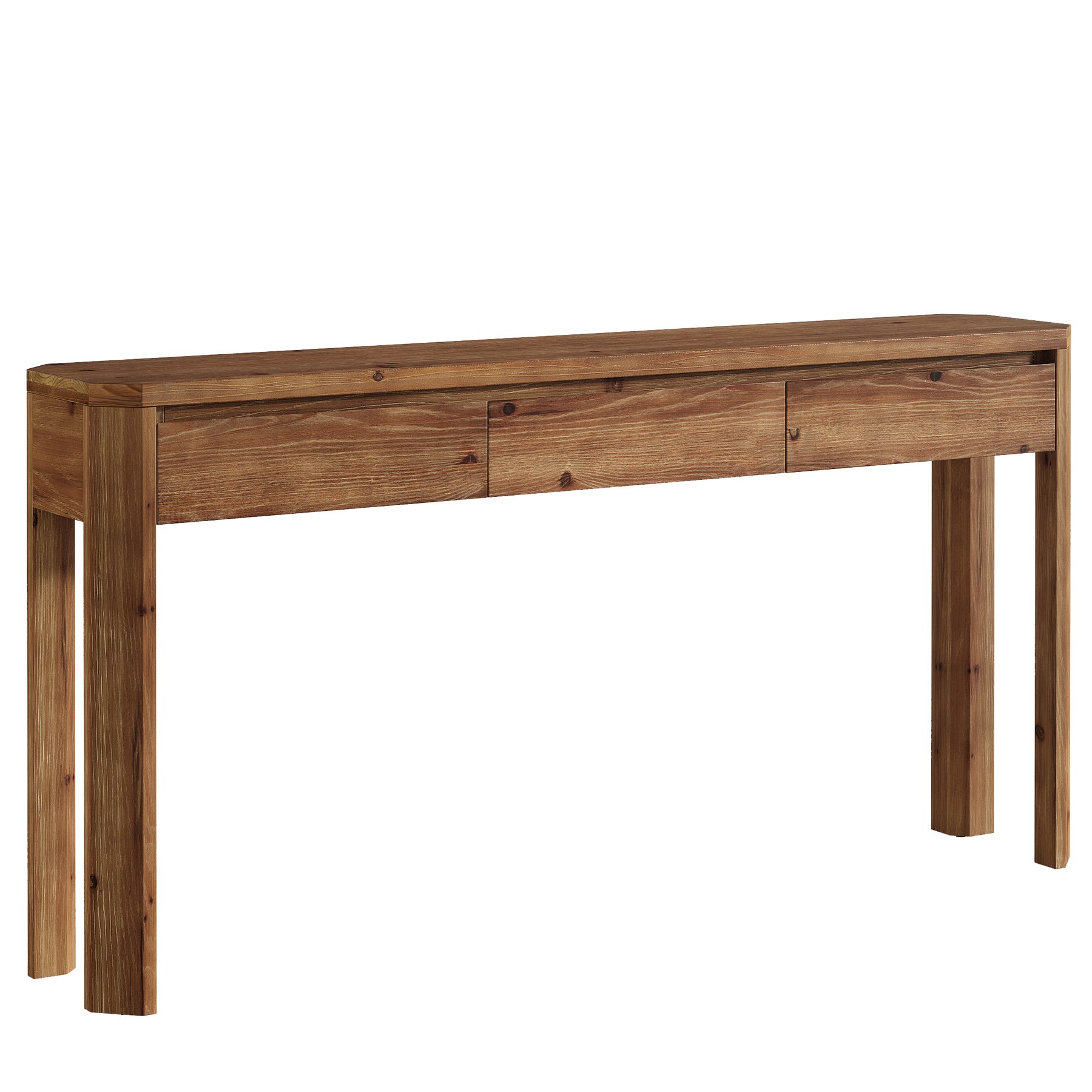 Massivholz-Konsolentisch 160 cm mit 3 Schubladen, Flur- und Sofatisch, Rund-Ecken, Landhausstil