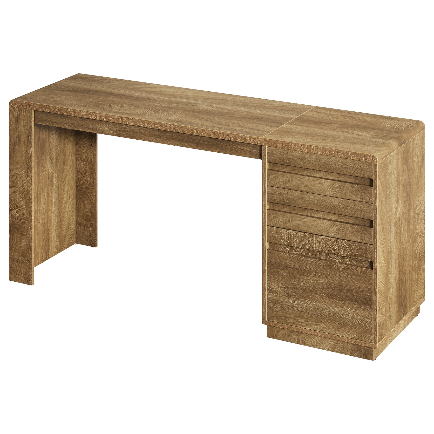 Tribesigns Schreibtisch 140 cm mit 3 Schubladen, Home-Office Schreibtisch mit verstellbarem Hängeregister-Schubladenschrank