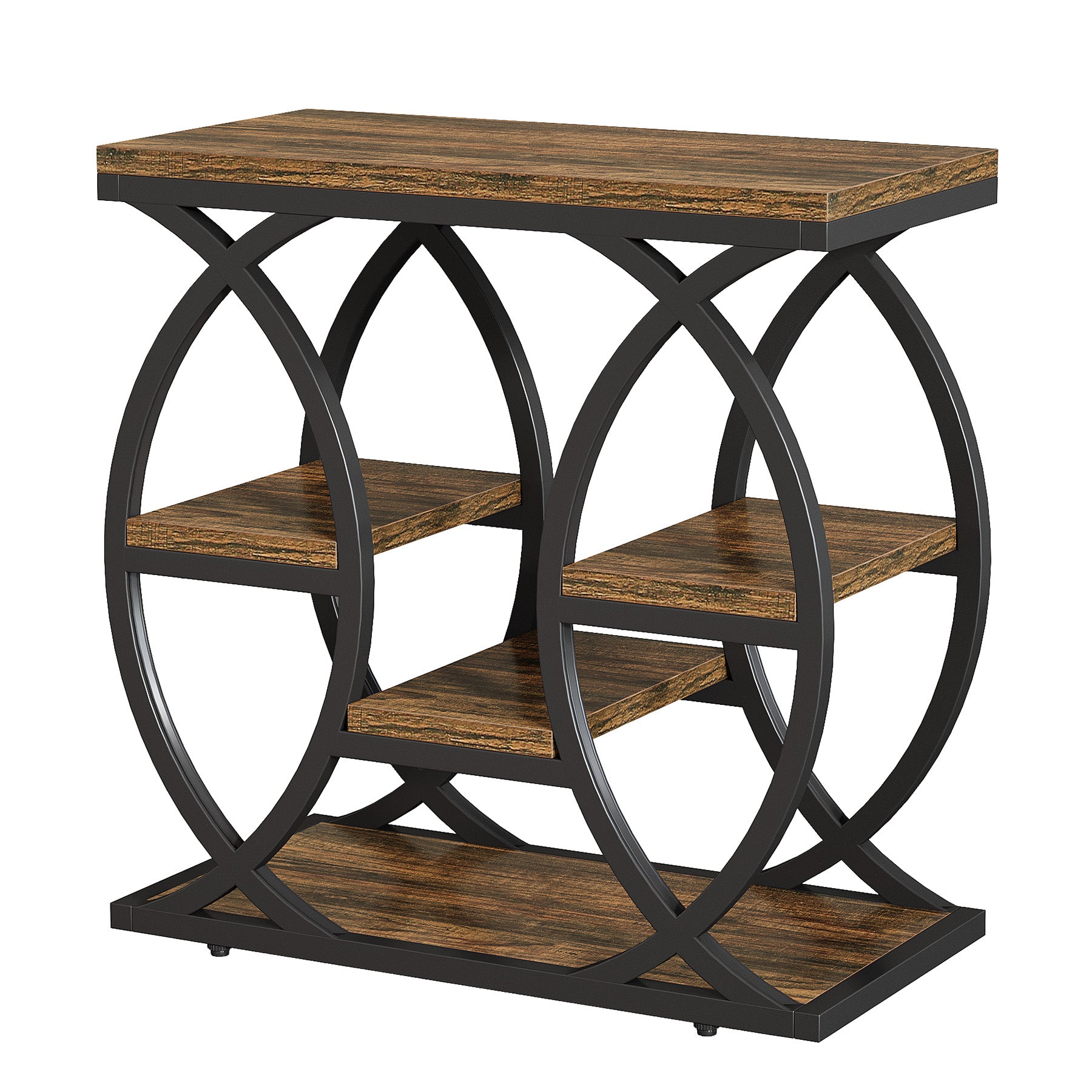 Beistelltisch mit 4 Ablagen, 60cm schmaler Nachttisch mit Stauraum