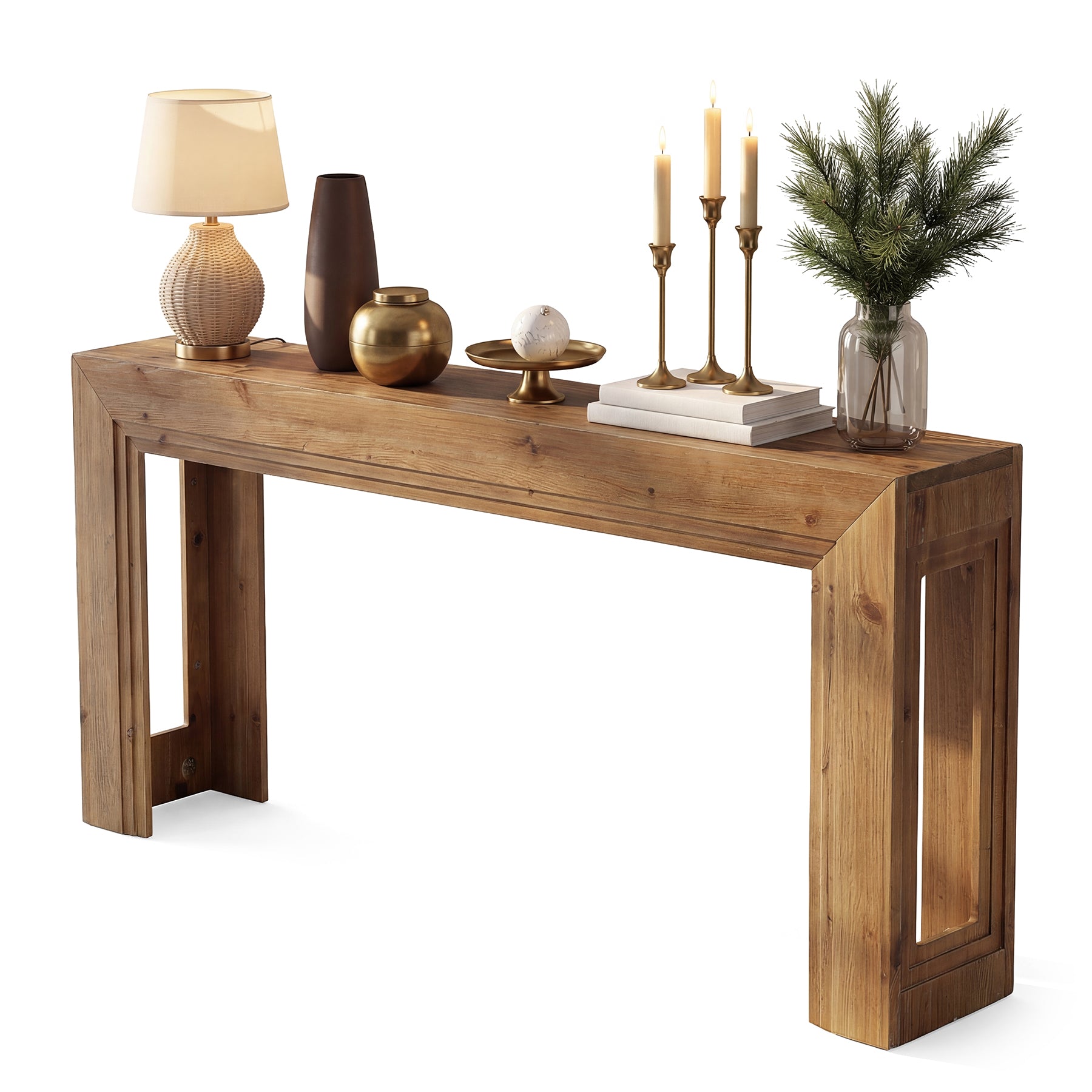 Schmaler Konsolentisch 160 cm, 2-stufiger Sofatisch mit Stauraum für Wohnzimmer & Eingangsbereich