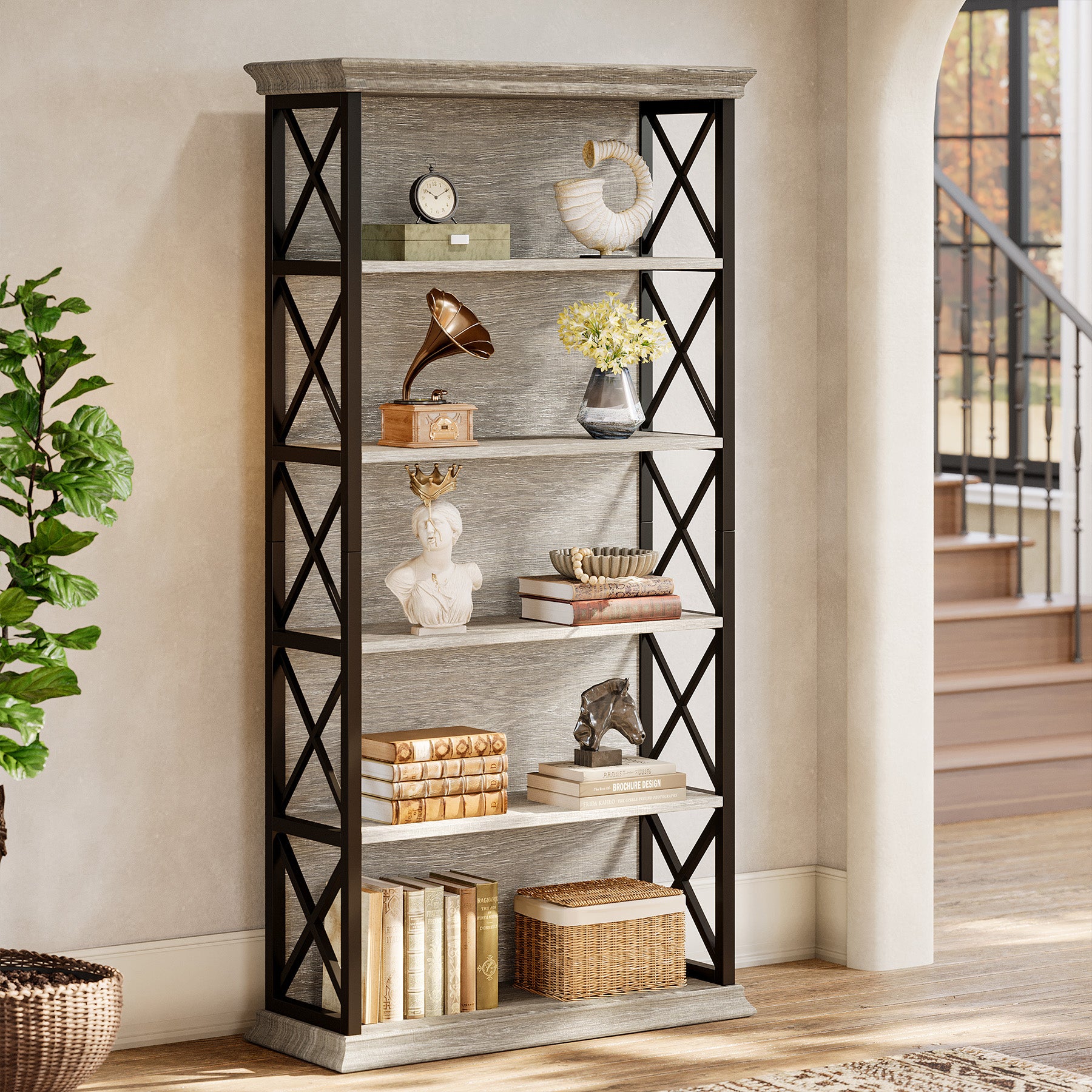 6-stöckiges Bücherregal, 180cm Etagere Bücherregal für das Home Office